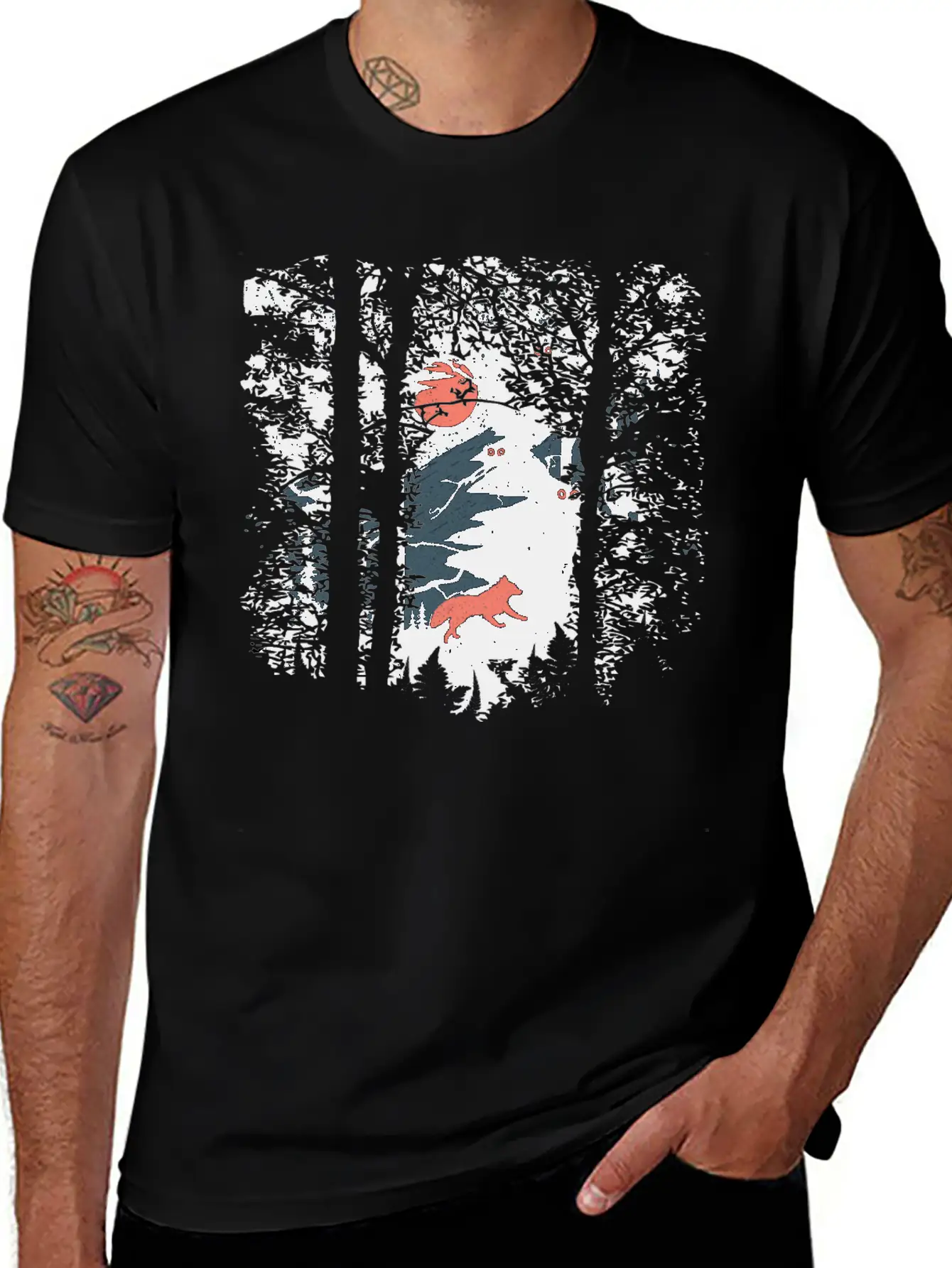 Fire Fox And Owls Breathable Soft Cotton T-Shirt – Timeless Casual Look