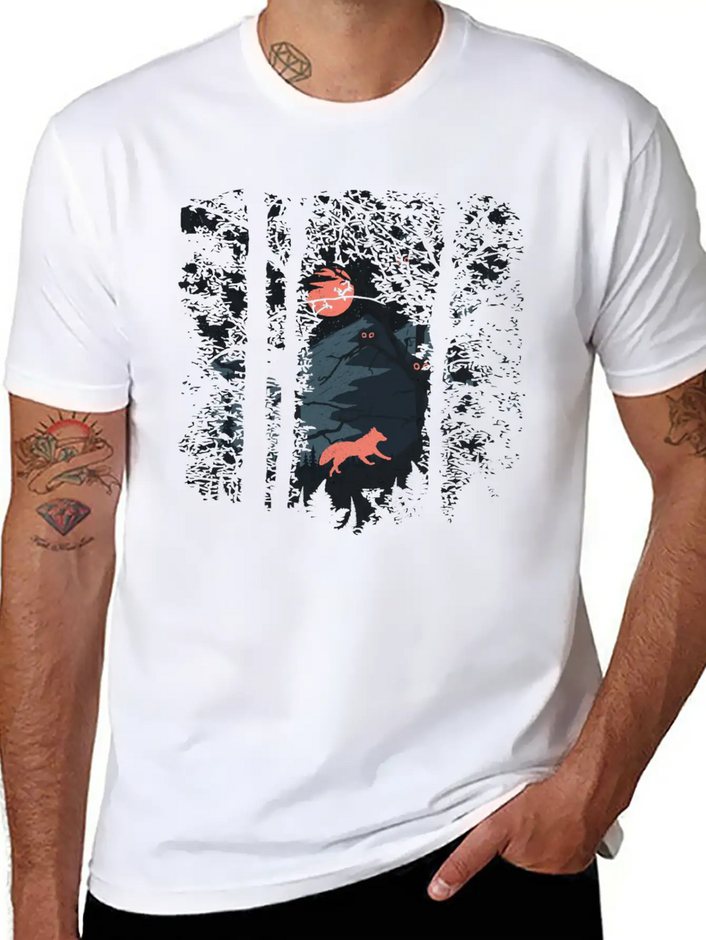 Fire Fox And Owls Breathable Soft Cotton T-Shirt – Timeless Casual Look