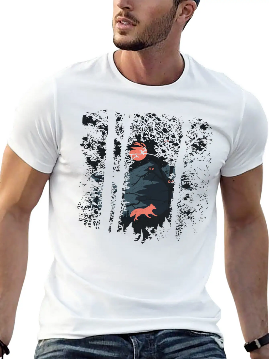 Fire Fox And Owls Breathable Soft Cotton T-Shirt – Timeless Casual Look