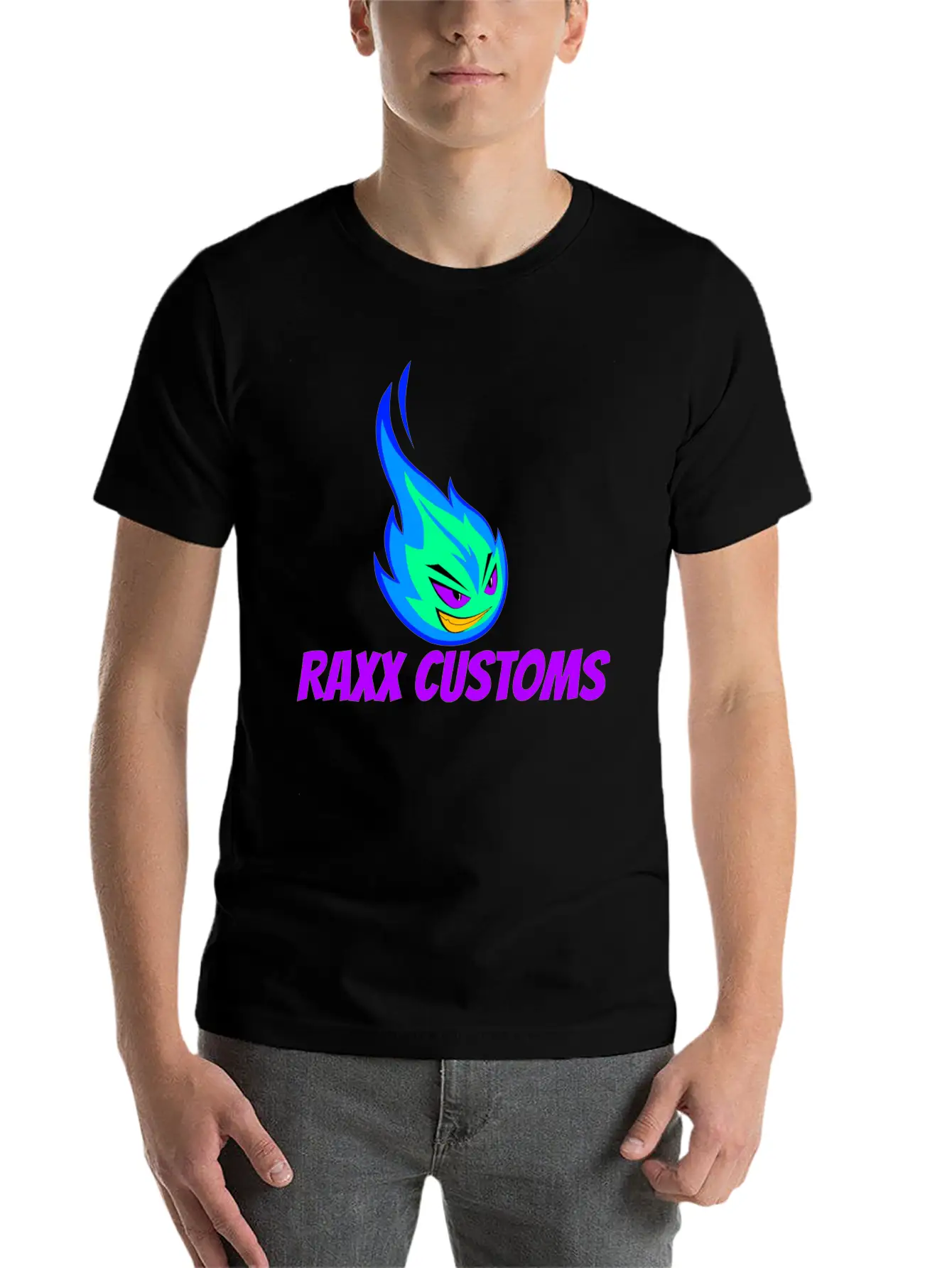 Fire RAXX CUSTOMS Logo Green And Blue Unisex Casual T-Shirt – Clean Design For Daily Comfort