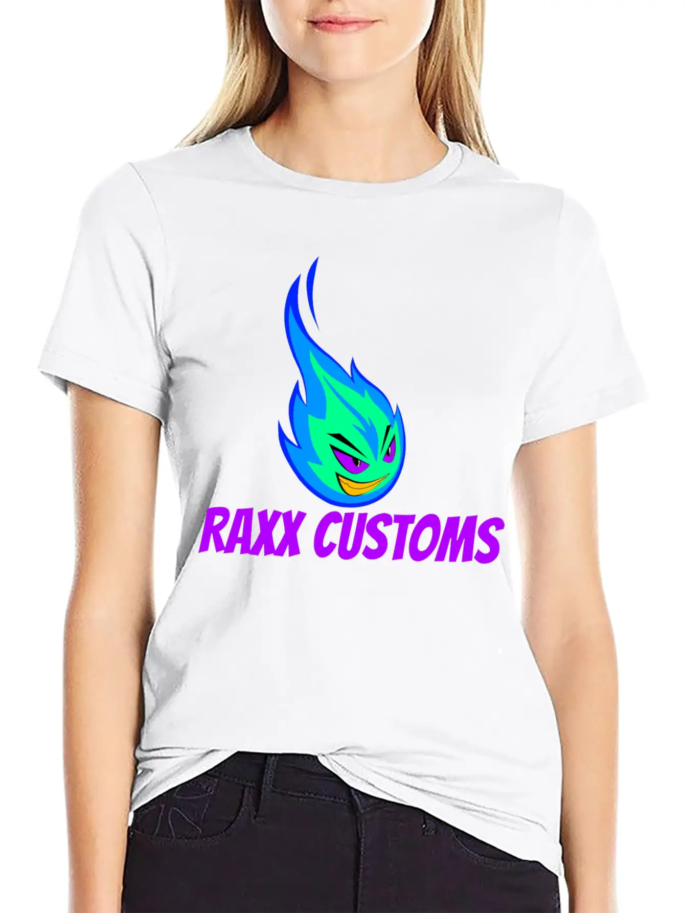 Fire RAXX CUSTOMS Logo Green And Blue Unisex Casual T-Shirt – Clean Design For Daily Comfort