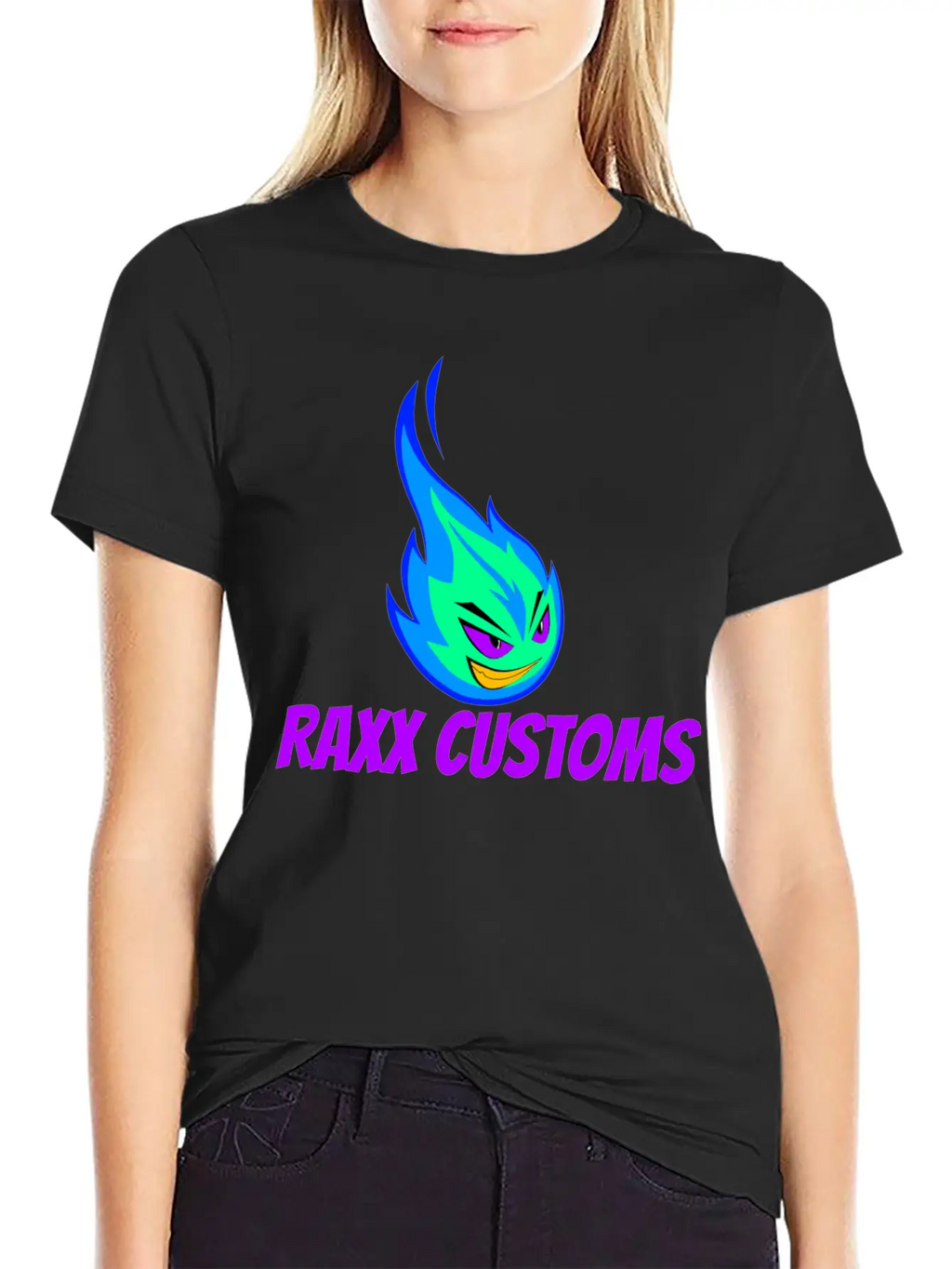 Fire RAXX CUSTOMS Logo Green And Blue Unisex Casual T-Shirt – Clean Design For Daily Comfort