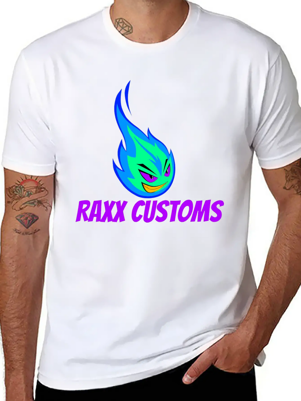 Fire RAXX CUSTOMS Logo Green And Blue Unisex Casual T-Shirt – Clean Design For Daily Comfort