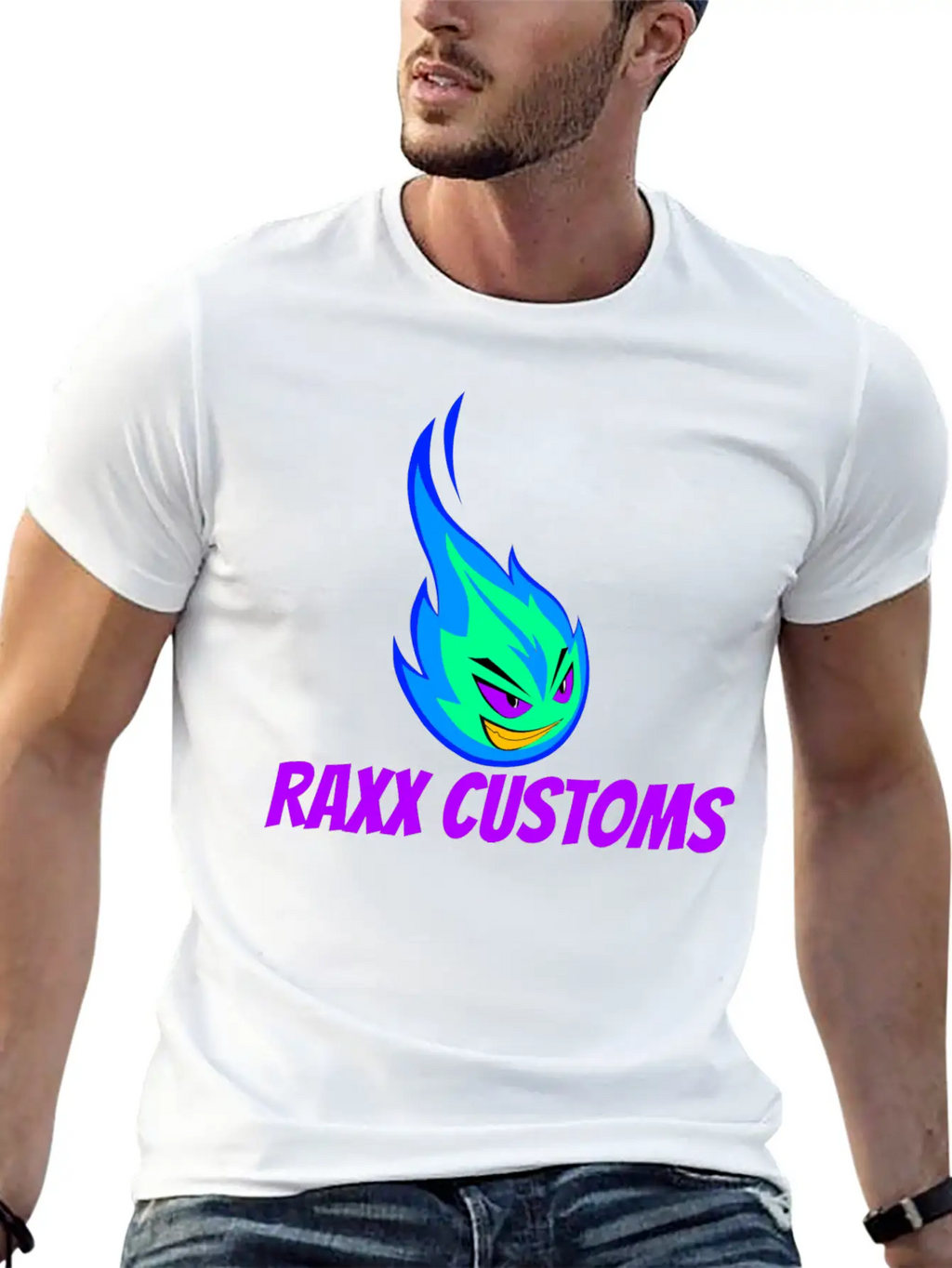 Fire RAXX CUSTOMS Logo Green And Blue Unisex Casual T-Shirt – Clean Design For Daily Comfort