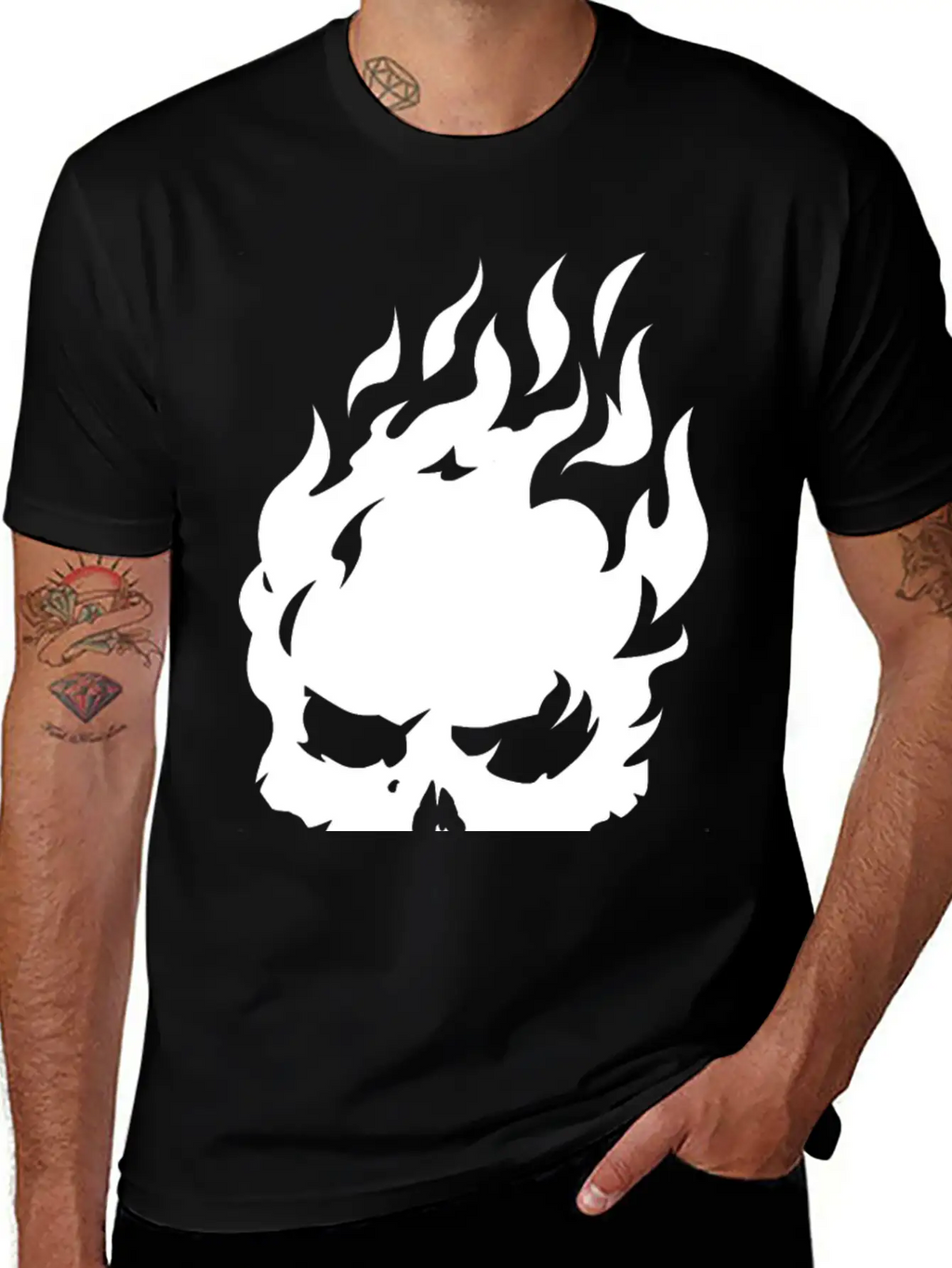 Fire Skull Burning In Flames Unisex Casual T-Shirt – Clean Design For Daily Comfort