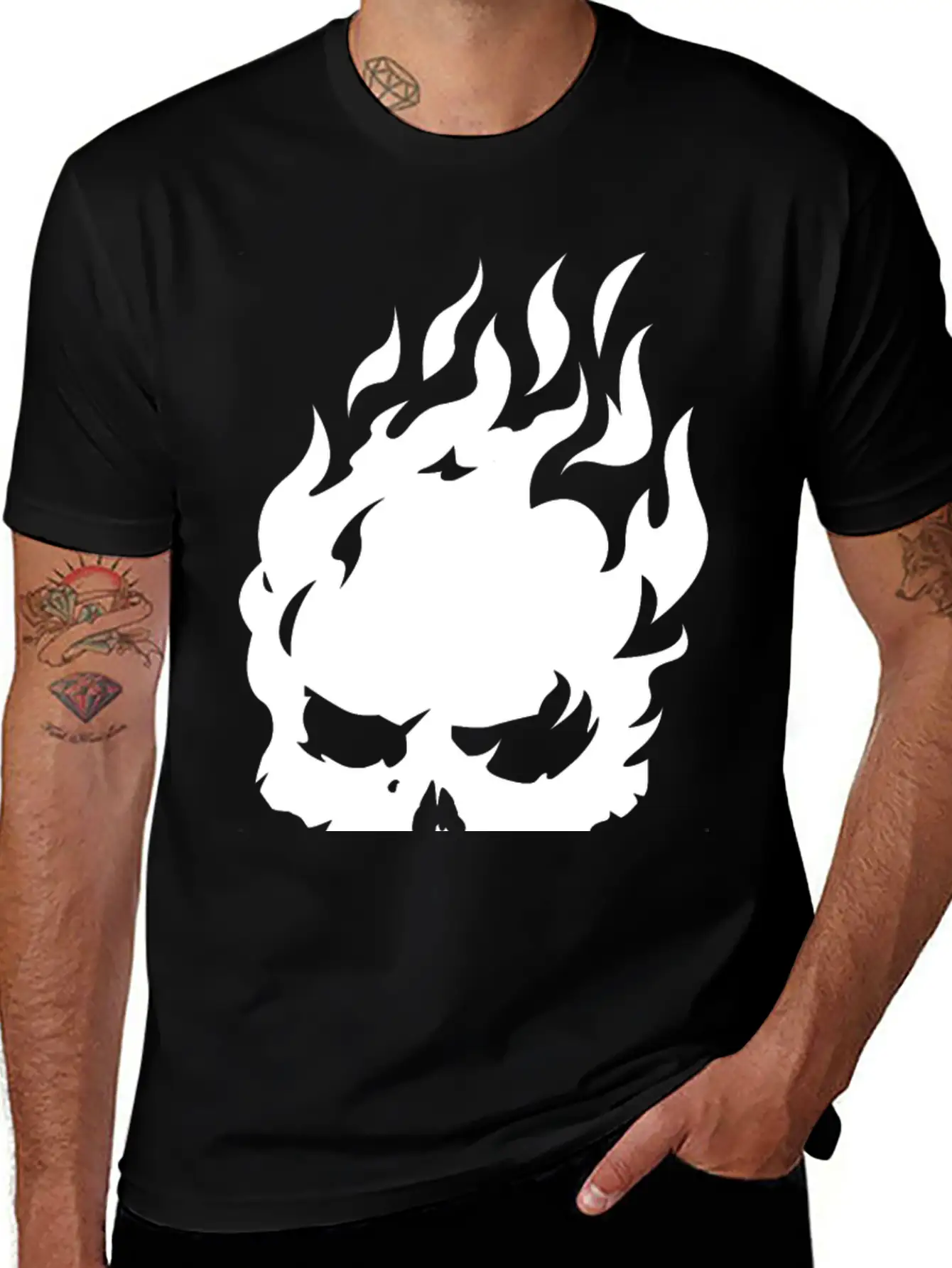 Fire Skull Burning In Flames Unisex Casual T-Shirt – Clean Design For Daily Comfort