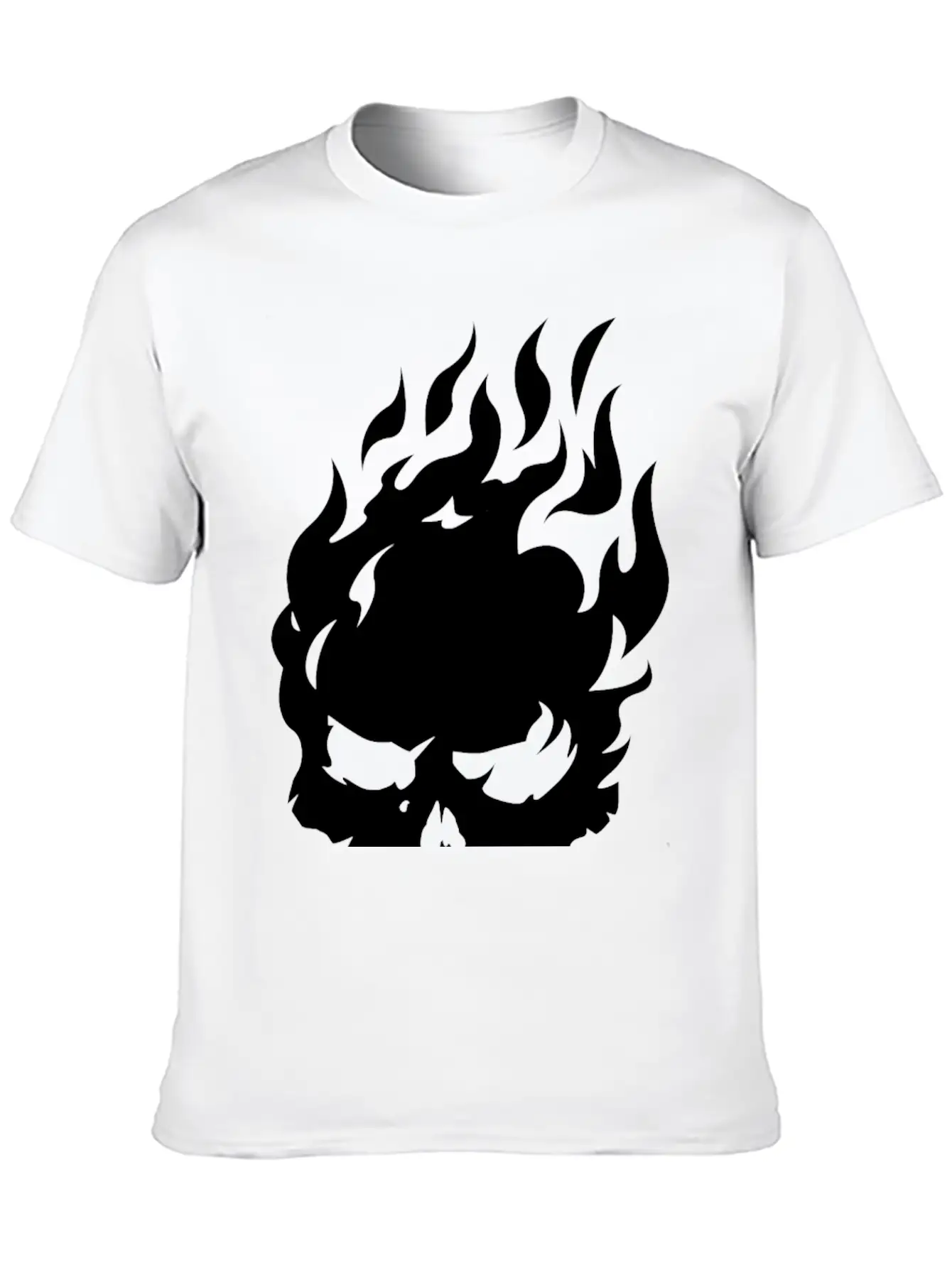 Fire Skull Burning In Flames Unisex Casual T-Shirt – Clean Design For Daily Comfort