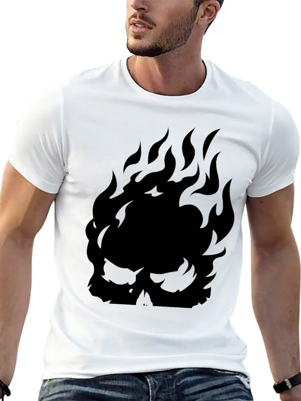 Fire Skull Burning In Flames Unisex Casual T-Shirt – Clean Design For Daily Comfort