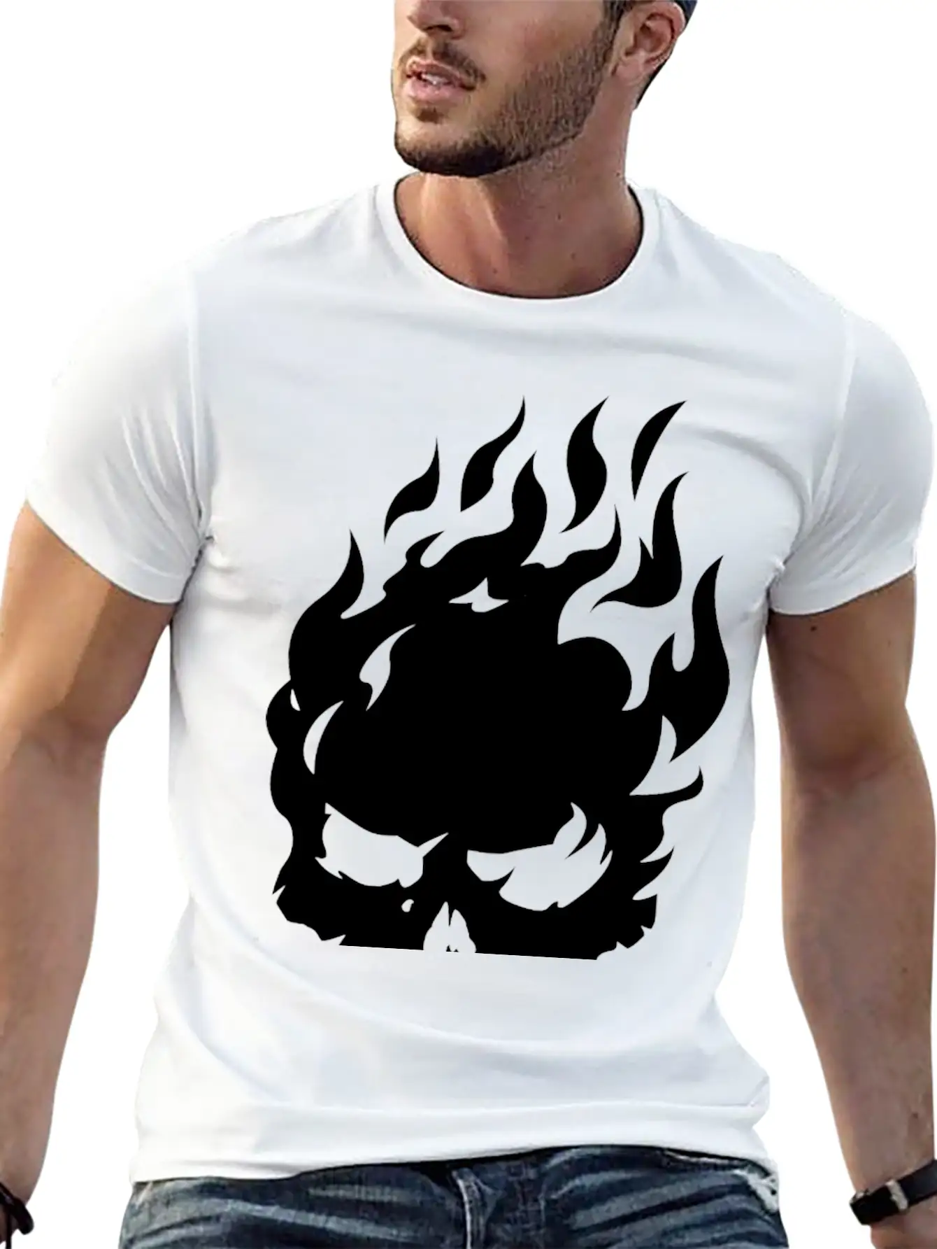 Fire Skull Burning In Flames Unisex Casual T-Shirt – Clean Design For Daily Comfort