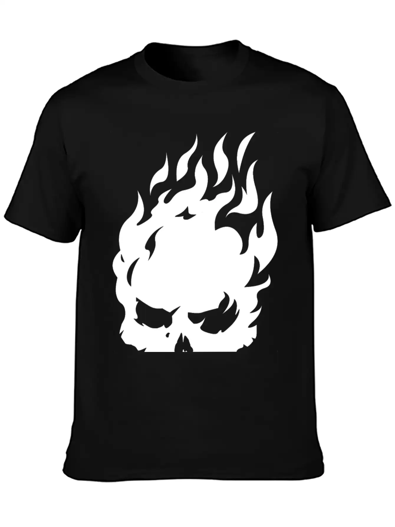 Fire Skull Burning In Flames Unisex Casual T-Shirt – Clean Design For Daily Comfort