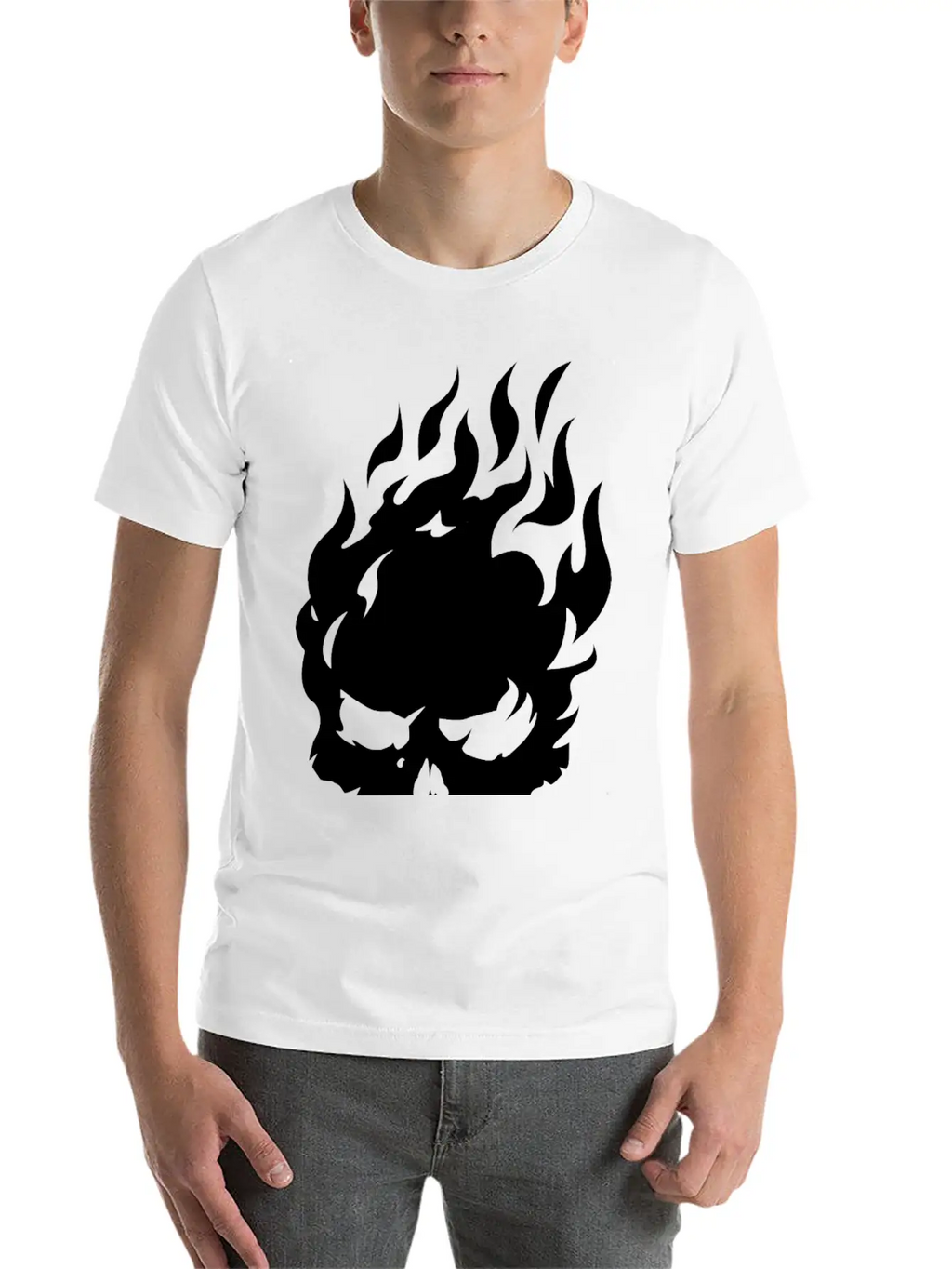 Fire Skull Burning In Flames Unisex Casual T-Shirt – Clean Design For Daily Comfort