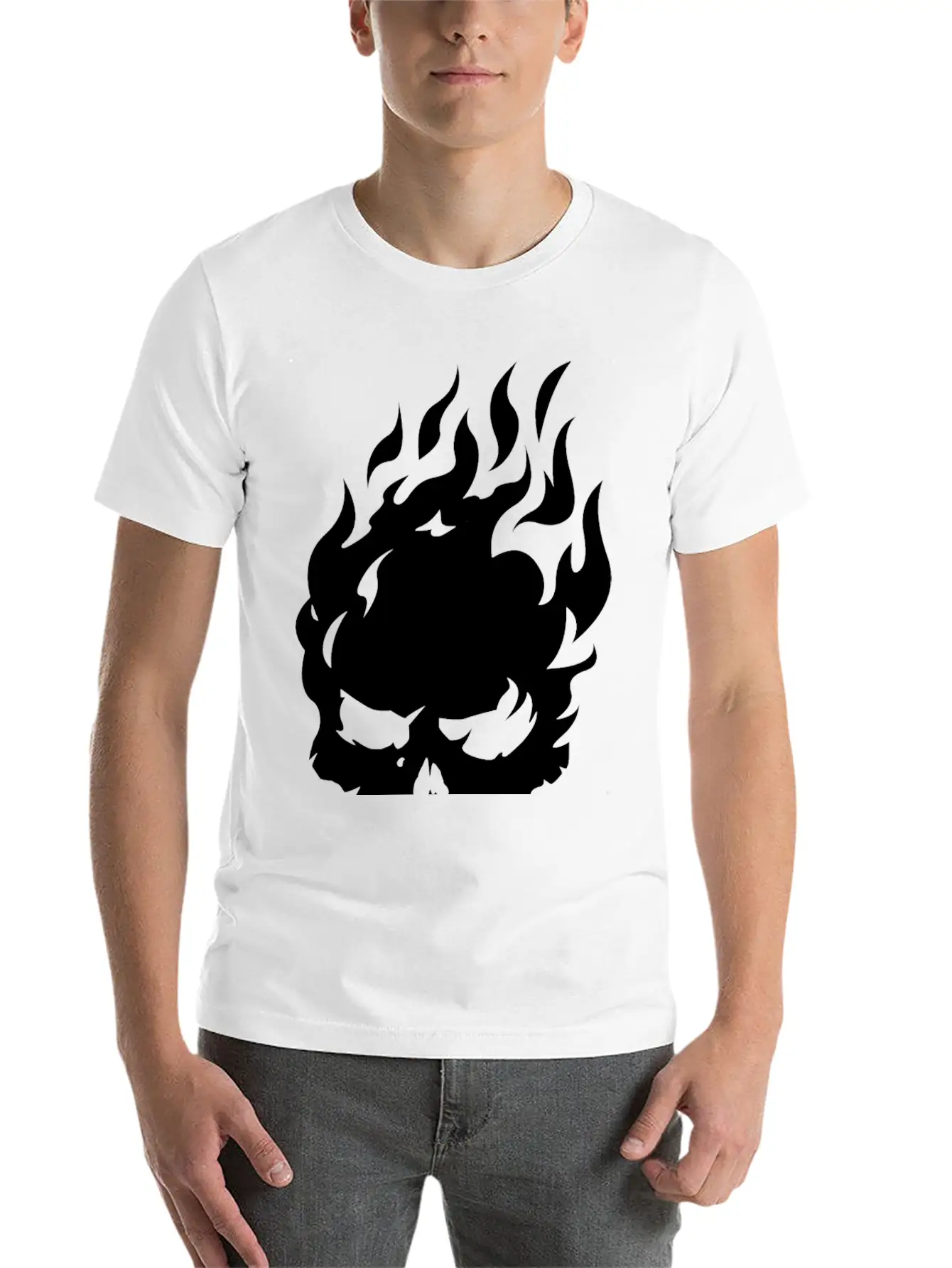 Fire Skull Burning In Flames Unisex Casual T-Shirt – Clean Design For Daily Comfort