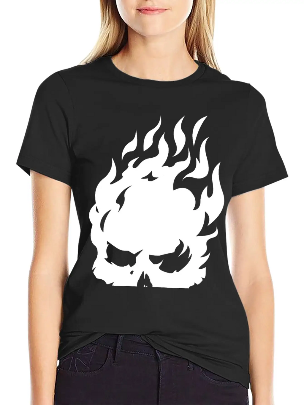 Fire Skull Burning In Flames Unisex Casual T-Shirt – Clean Design For Daily Comfort