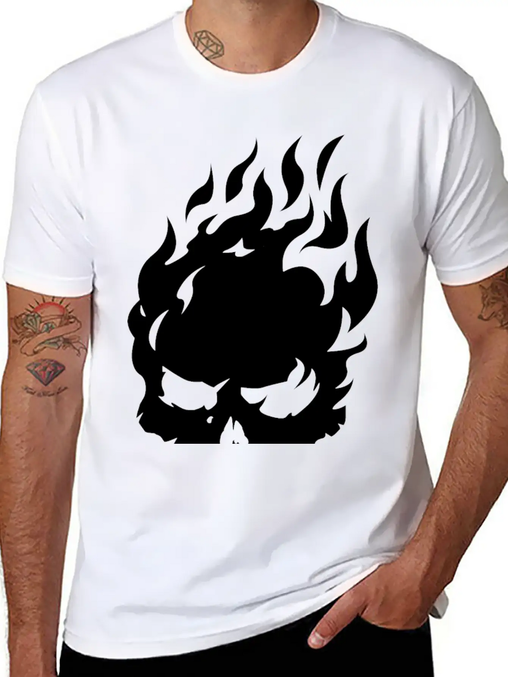 Fire Skull Burning In Flames Unisex Casual T-Shirt – Clean Design For Daily Comfort