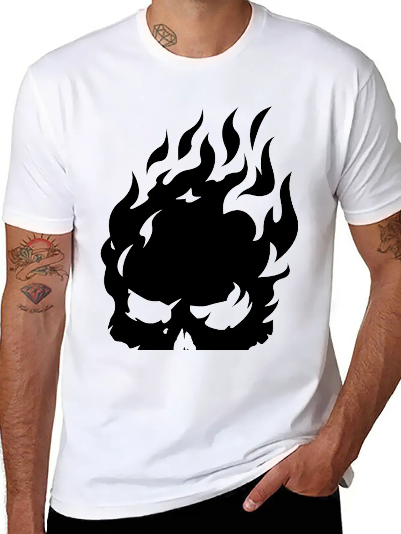 Fire Skull Burning In Flames Unisex Casual T-Shirt – Clean Design For Daily Comfort
