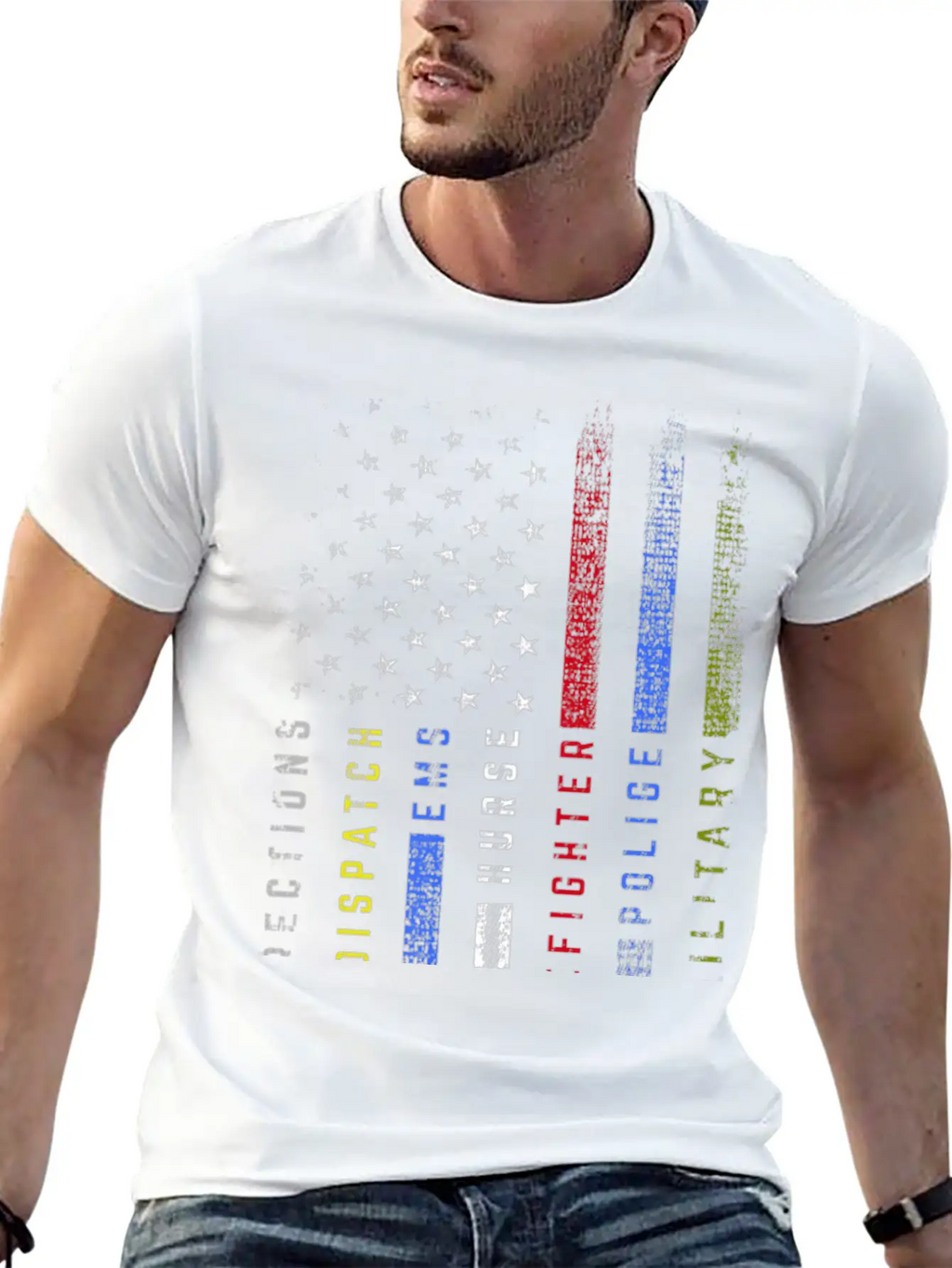 First Responders Hero Flag Nurse EMS Police Fire M Stylish Everyday T-Shirt – Unisex Basic Cotton Tee