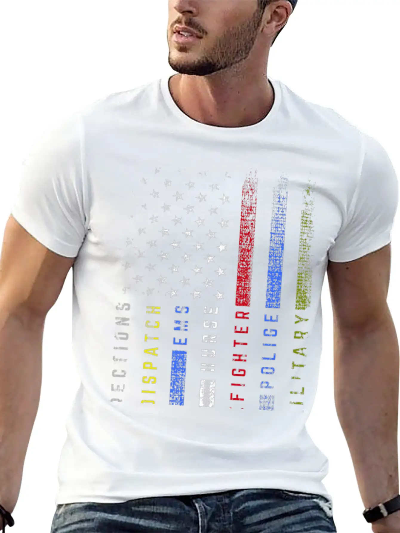 First Responders Hero Flag Nurse EMS Police Fire M Stylish Everyday T-Shirt – Unisex Basic Cotton Tee