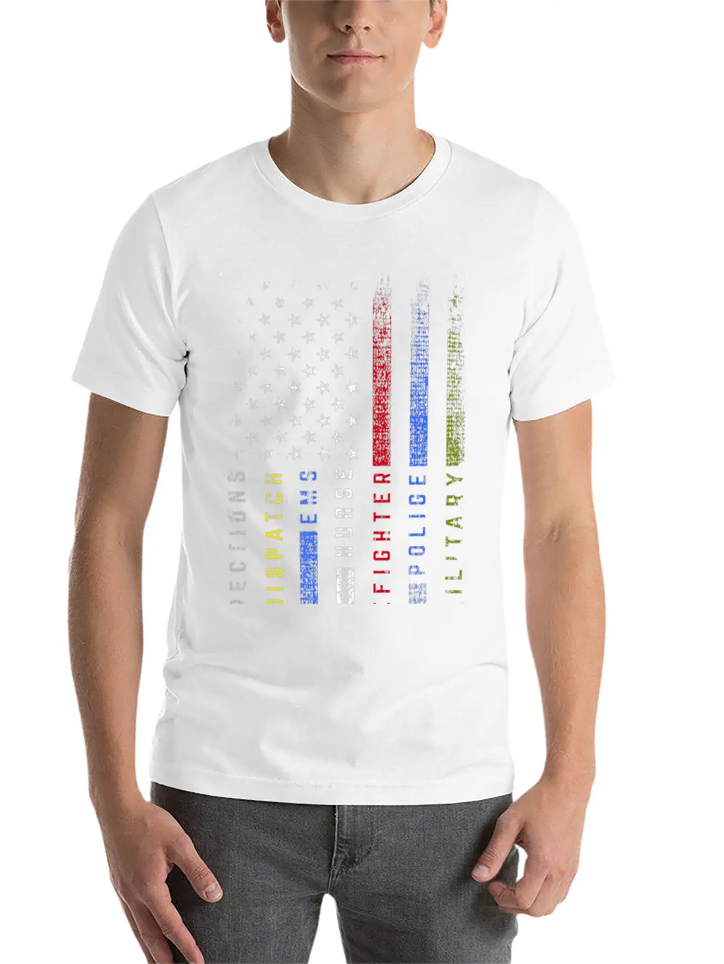 First Responders Hero Flag Nurse EMS Police Fire M Stylish Everyday T-Shirt – Unisex Basic Cotton Tee