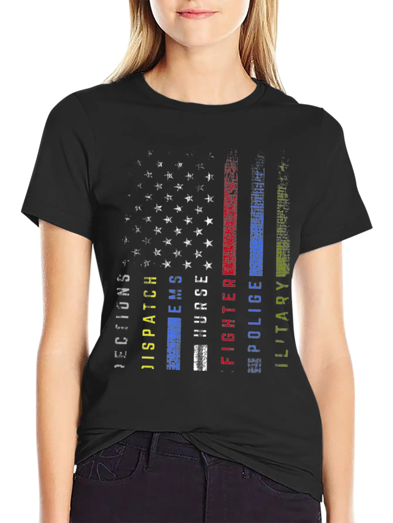 First Responders Hero Flag Nurse EMS Police Fire M Stylish Everyday T-Shirt – Unisex Basic Cotton Tee