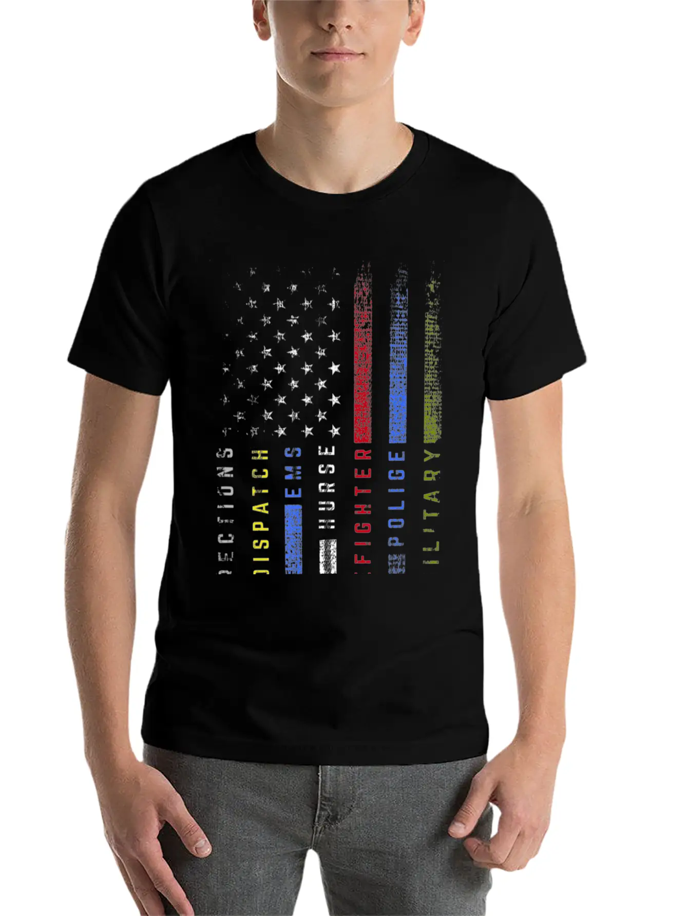 First Responders Hero Flag Nurse EMS Police Fire M Stylish Everyday T-Shirt – Unisex Basic Cotton Tee