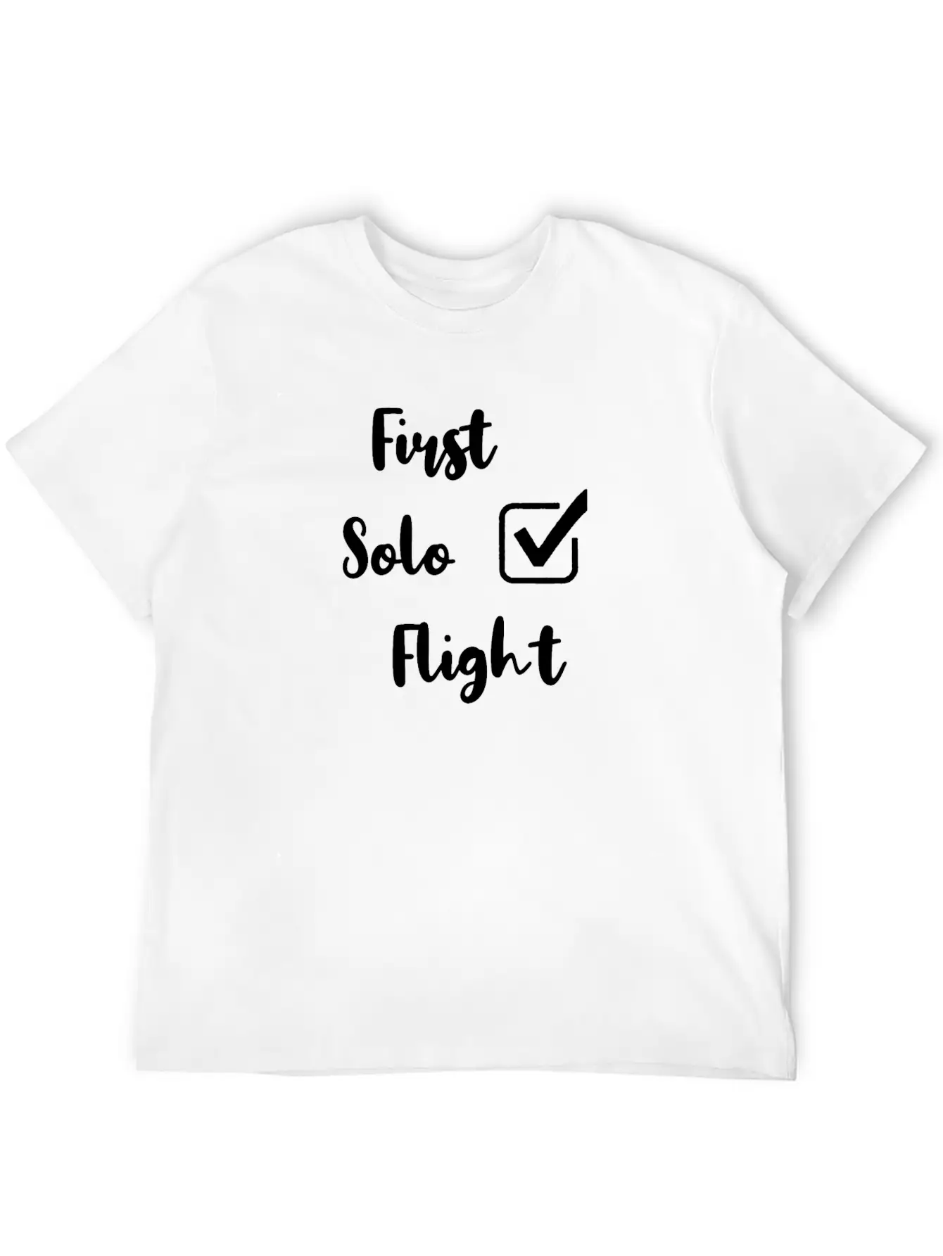 First Solo Flight Funny New Pilot Casual Graphic T-Shirt – Simple And Comfortable Daily Wear
