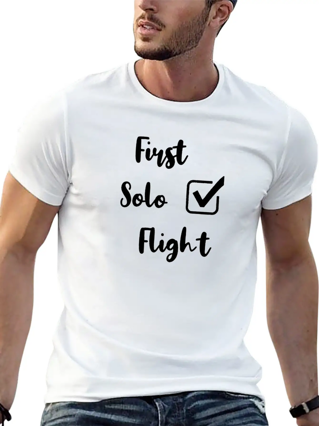 First Solo Flight Funny New Pilot Casual Graphic T-Shirt – Simple And Comfortable Daily Wear