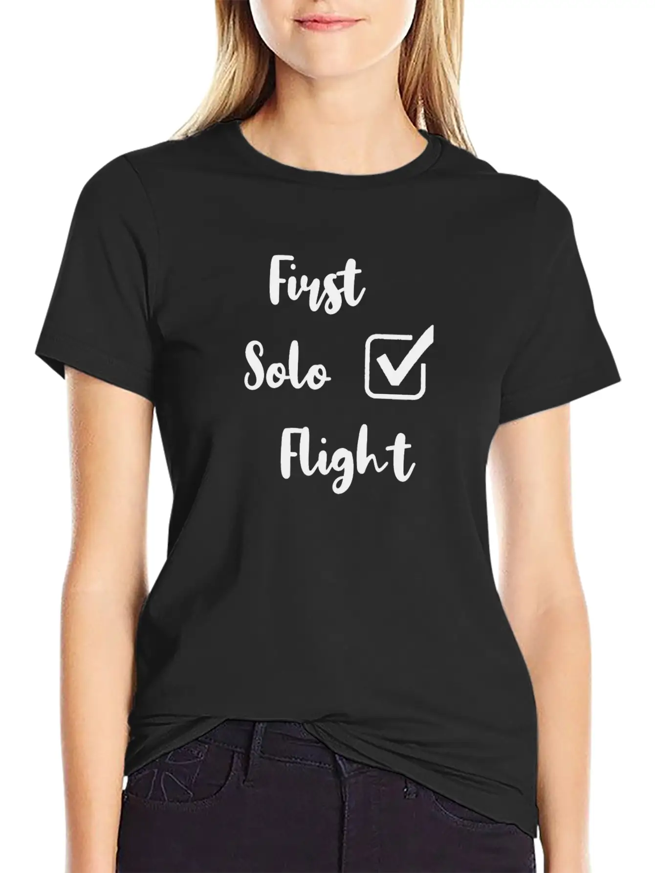 First Solo Flight Funny New Pilot Casual Graphic T-Shirt – Simple And Comfortable Daily Wear