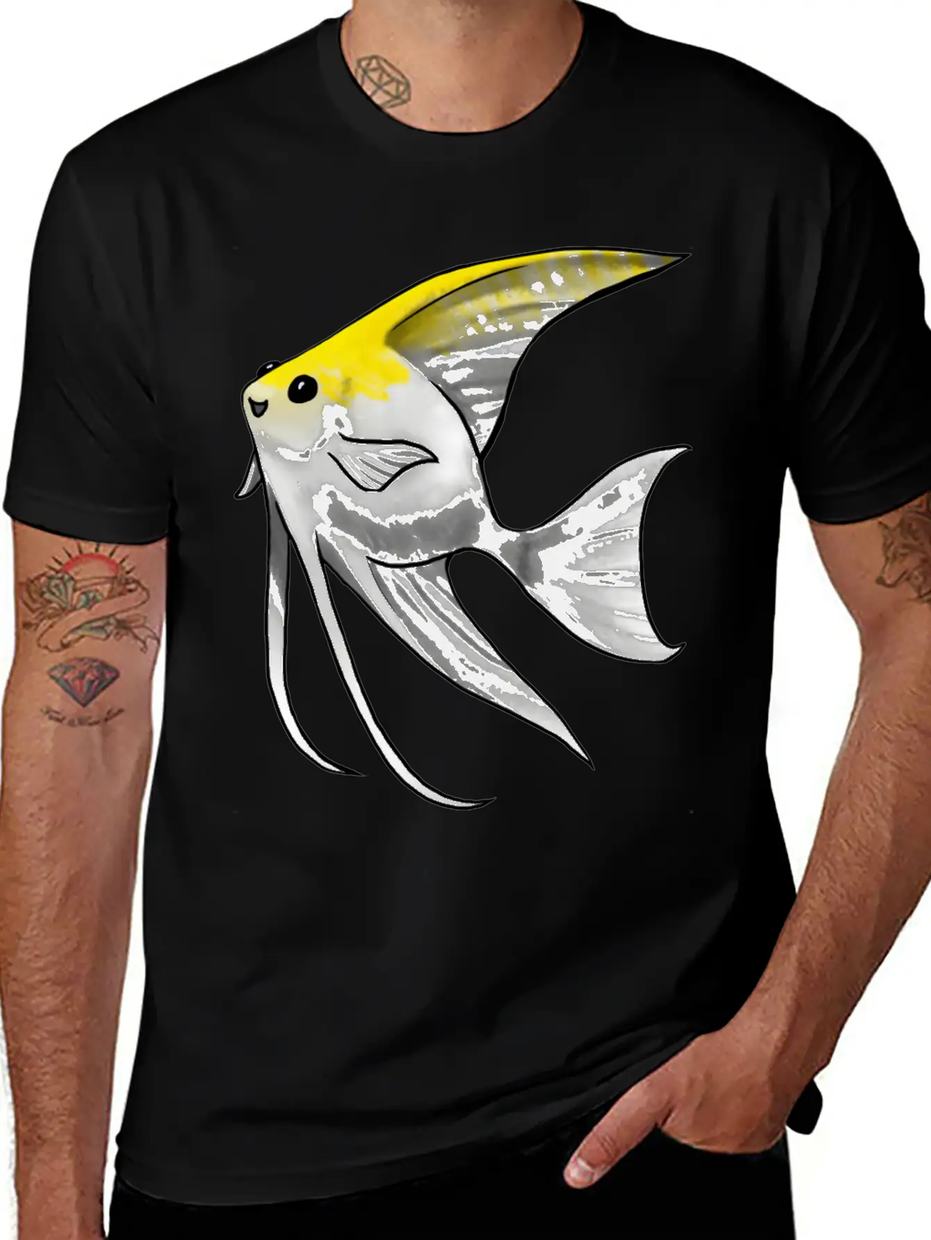 Fish Angelfish Gold Pearl Scale Unisex Short Sleeve Soft Cotton T-Shirt – Casual Everyday Wear