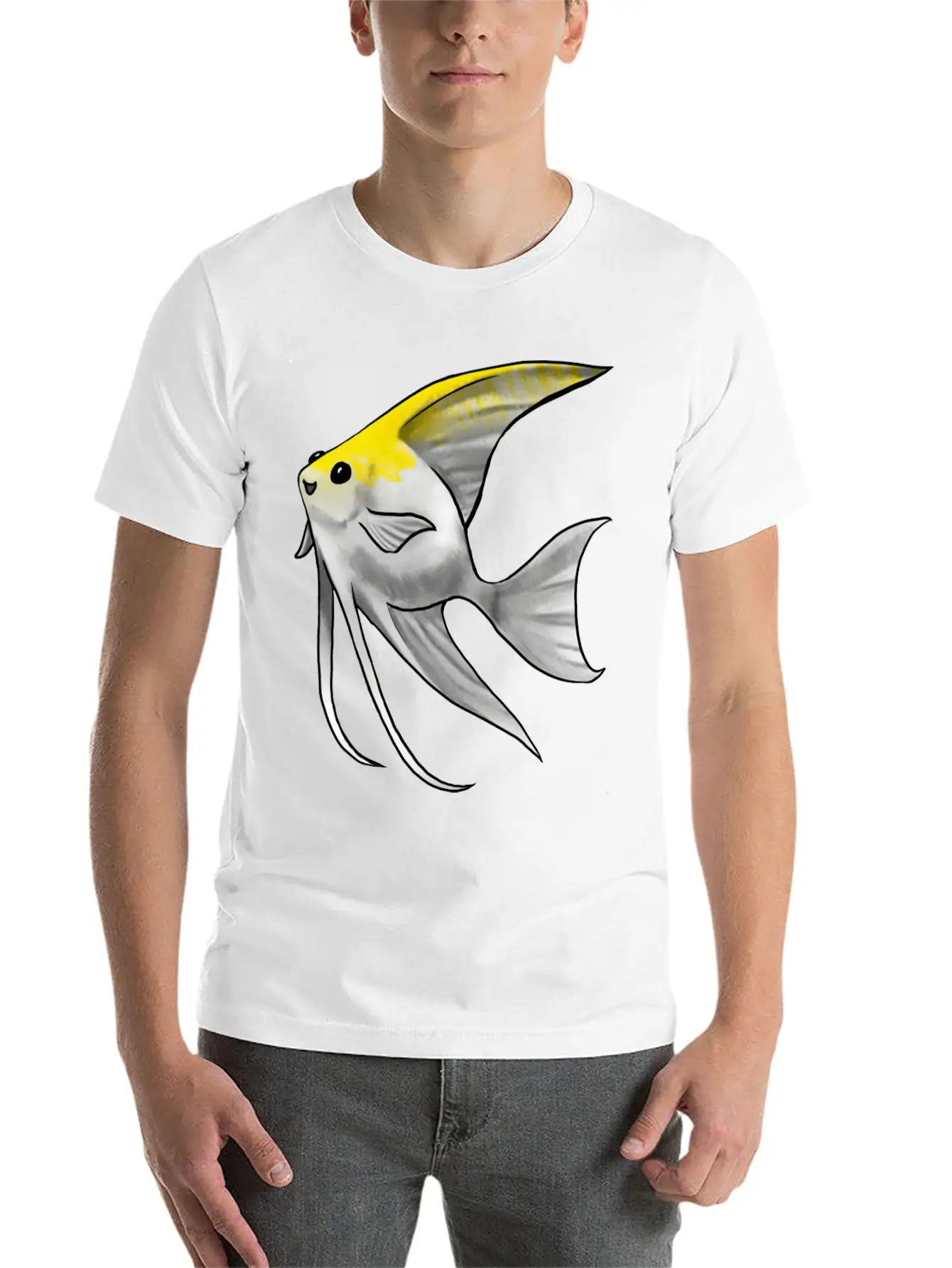 Fish Angelfish Gold Pearl Scale Unisex Short Sleeve Soft Cotton T-Shirt – Casual Everyday Wear