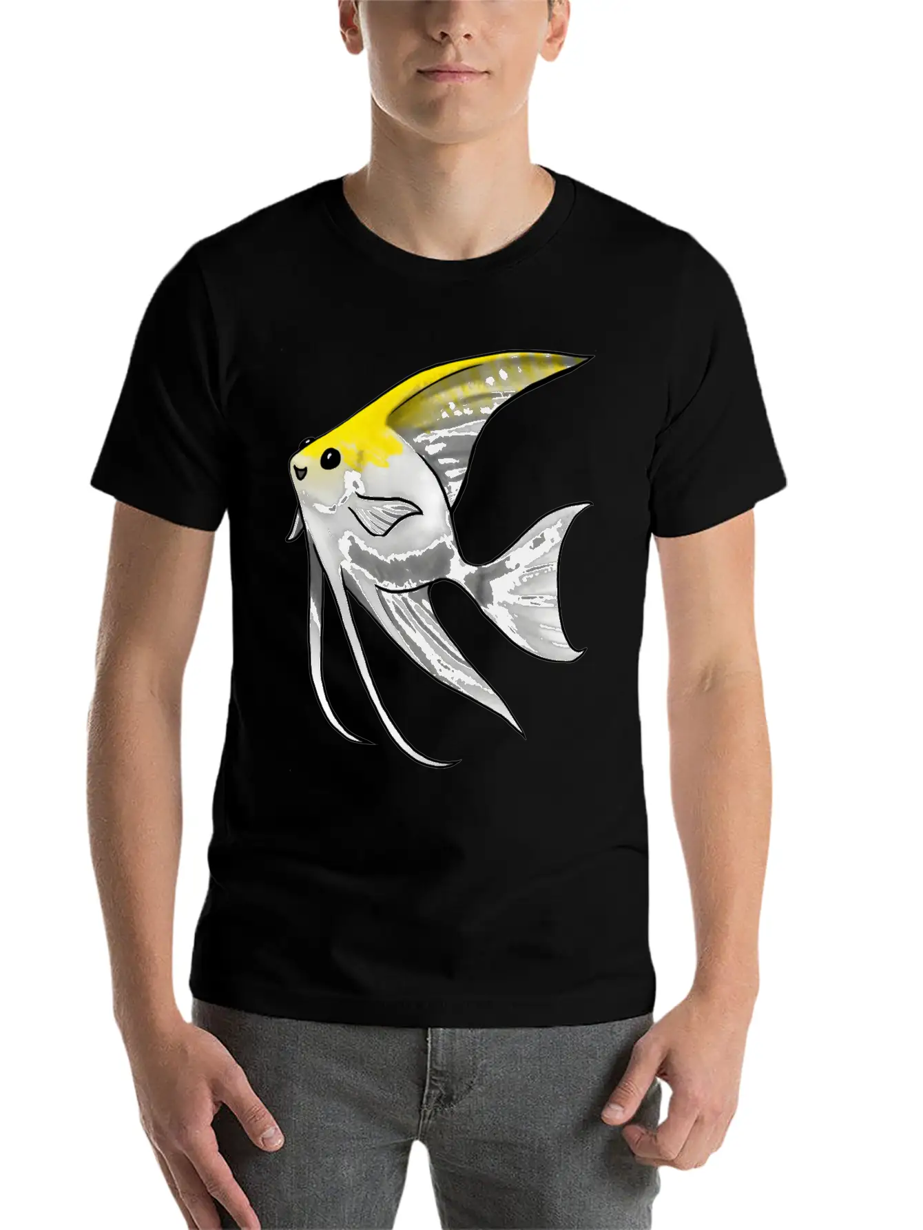 Fish Angelfish Gold Pearl Scale Unisex Short Sleeve Soft Cotton T-Shirt – Casual Everyday Wear