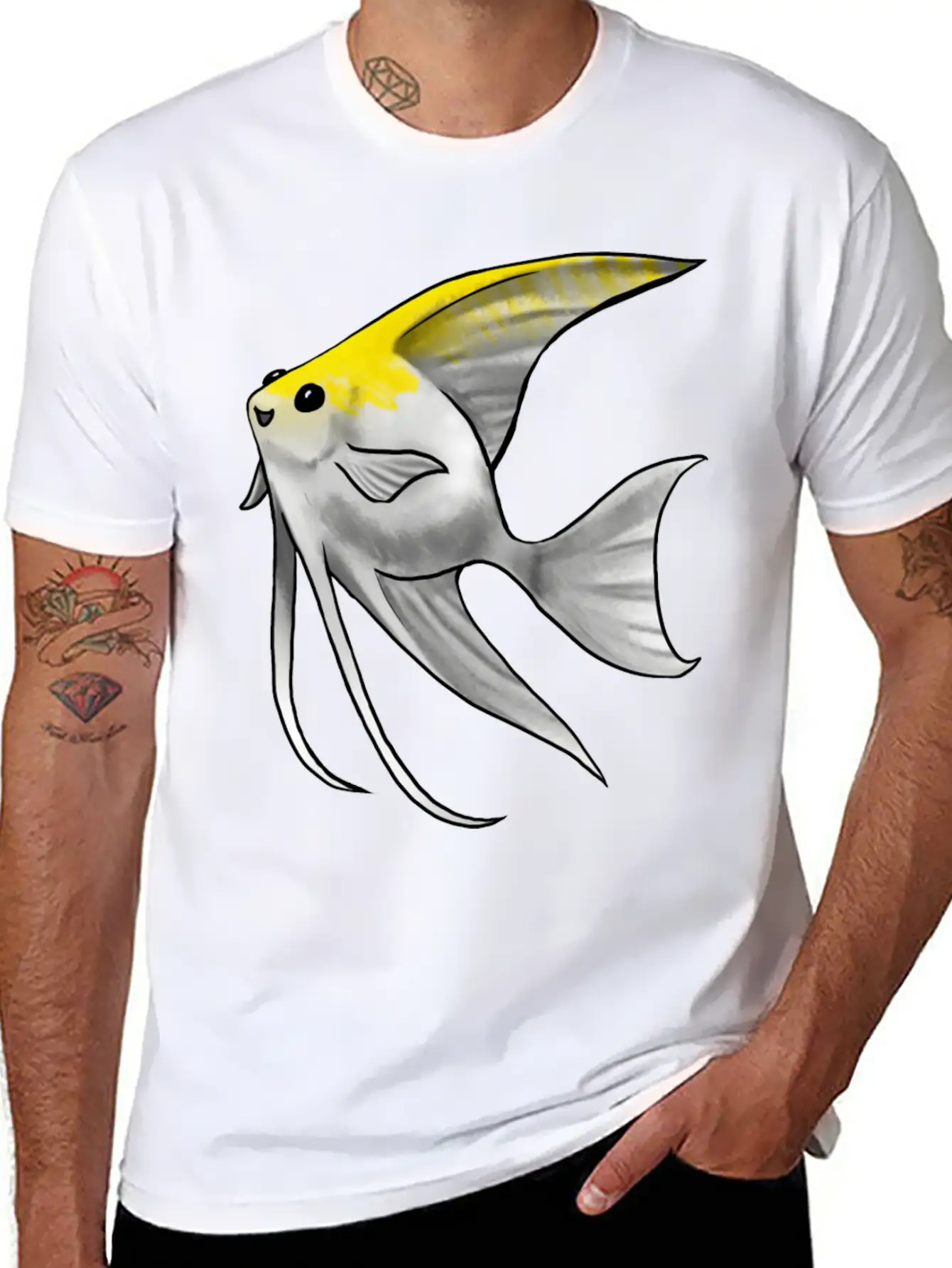Fish Angelfish Gold Pearl Scale Unisex Short Sleeve Soft Cotton T-Shirt – Casual Everyday Wear