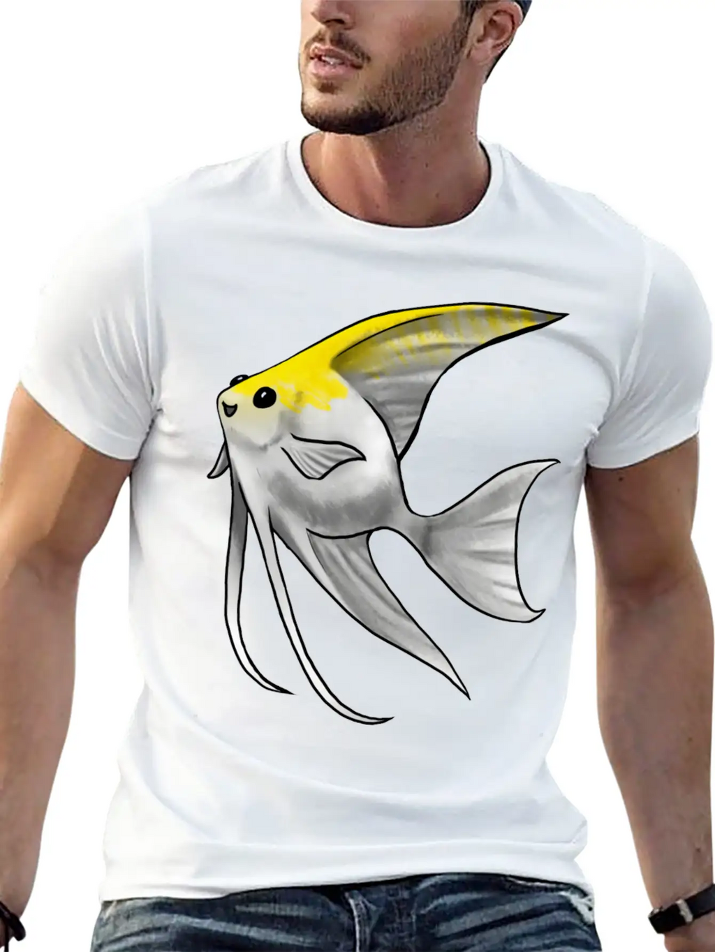 Fish Angelfish Gold Pearl Scale Unisex Short Sleeve Soft Cotton T-Shirt – Casual Everyday Wear