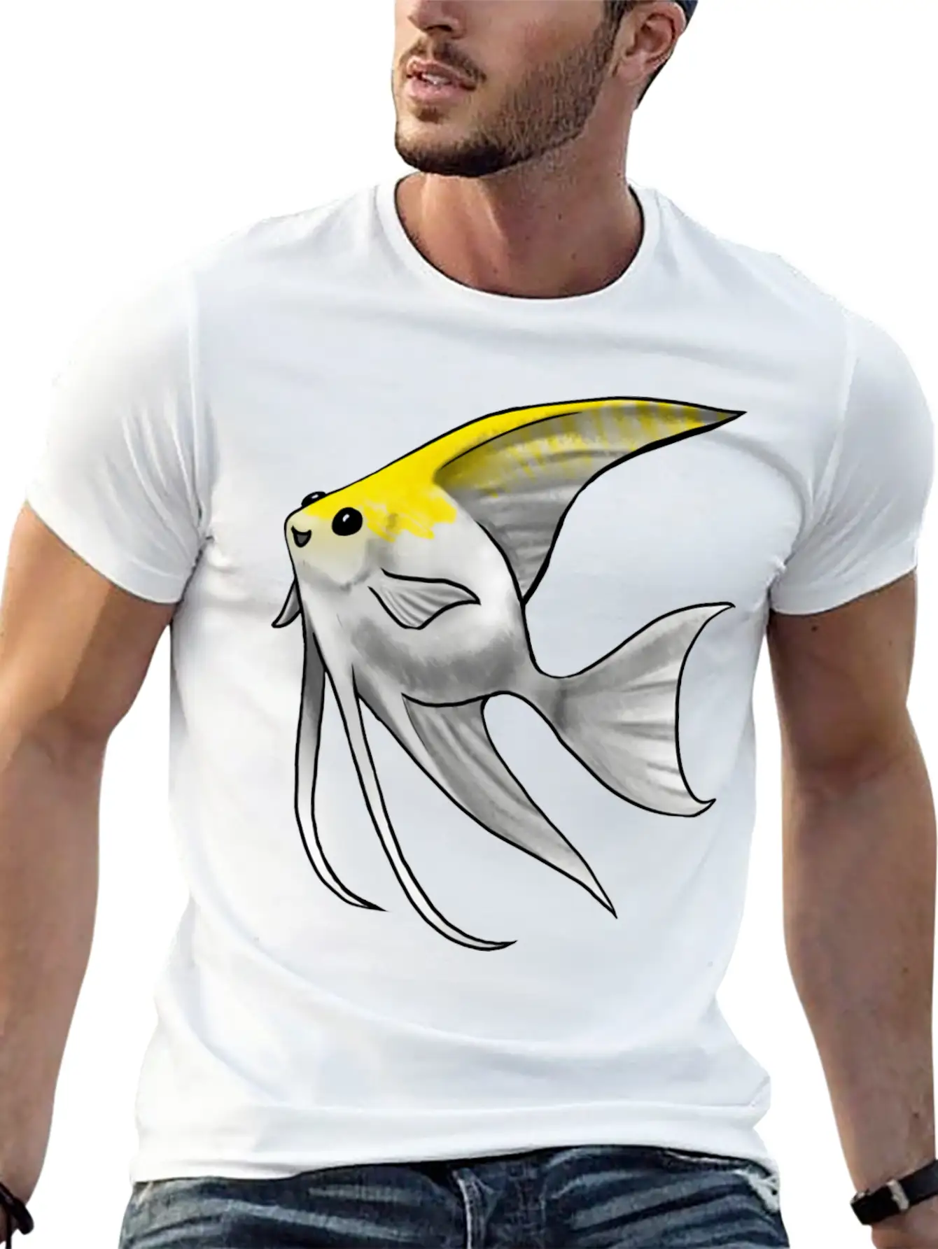 Fish Angelfish Gold Pearl Scale Unisex Short Sleeve Soft Cotton T-Shirt – Casual Everyday Wear
