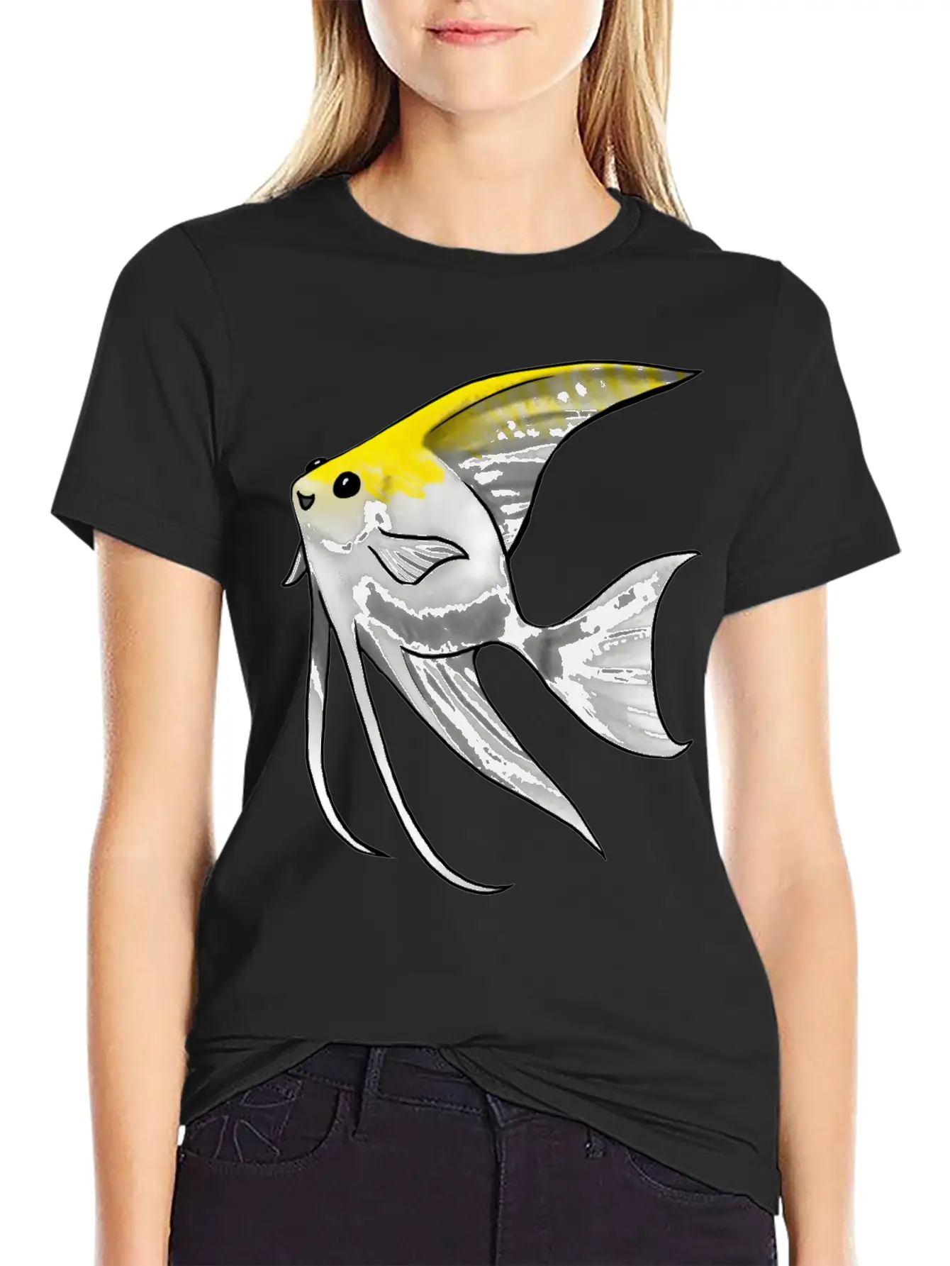 Fish Angelfish Gold Pearl Scale Unisex Short Sleeve Soft Cotton T-Shirt – Casual Everyday Wear