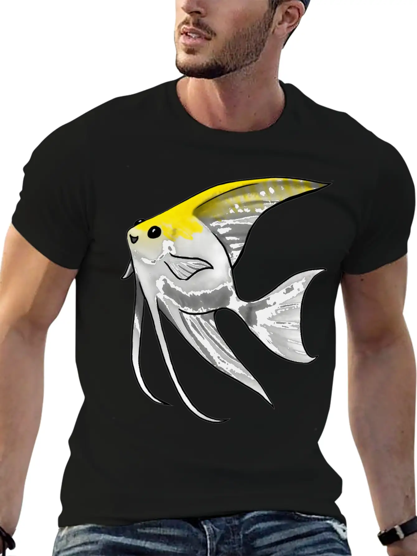 Fish Angelfish Gold Pearl Scale Unisex Short Sleeve Soft Cotton T-Shirt – Casual Everyday Wear