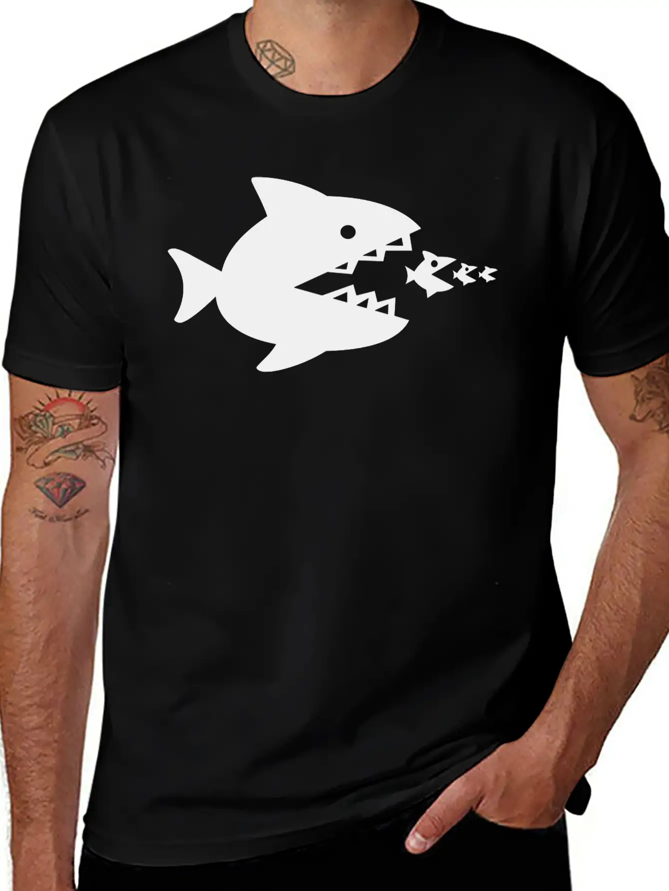 Fish Eats Fish Eats Fish Breathable Soft Cotton T-Shirt – Timeless Casual Look