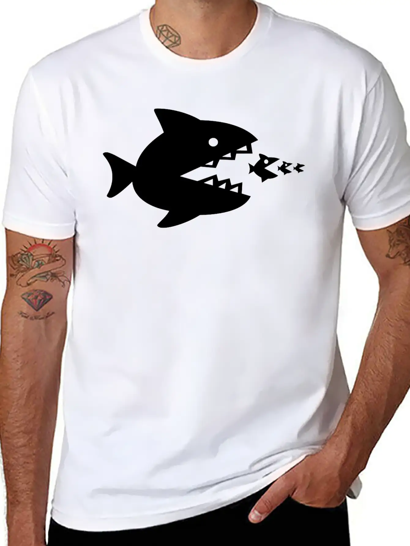 Fish Eats Fish Eats Fish Breathable Soft Cotton T-Shirt – Timeless Casual Look