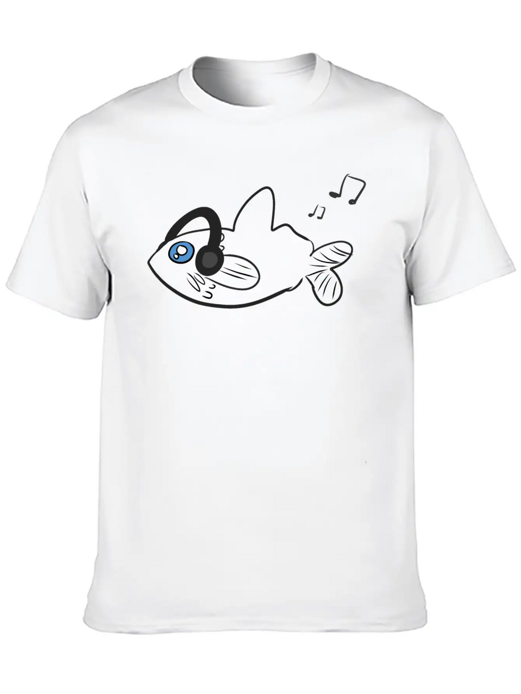 Fish Headphones Music Classic Fit Graphic Tee For Daily Comfort – Unisex Cotton Shirt