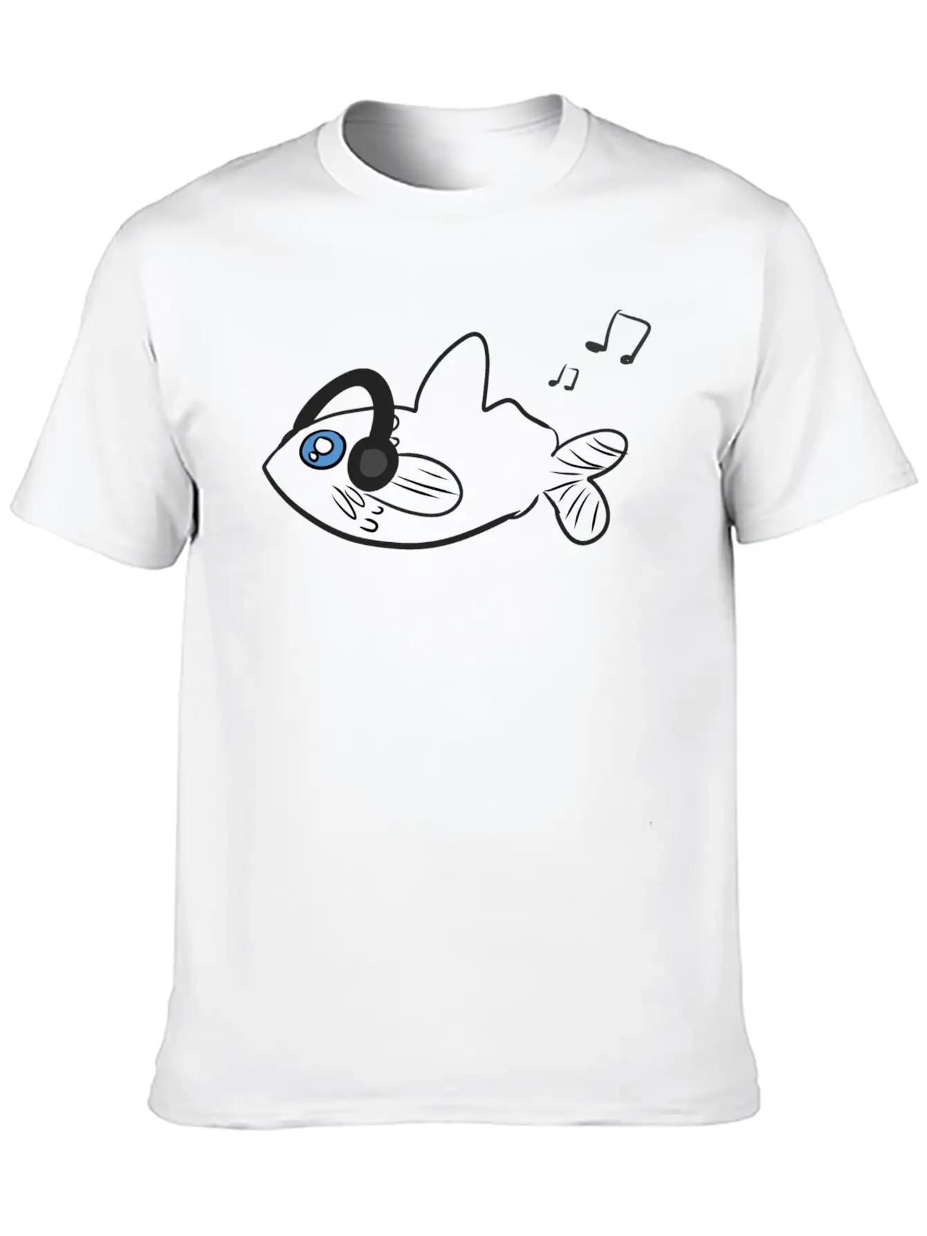 Fish Headphones Music Classic Fit Graphic Tee For Daily Comfort – Unisex Cotton Shirt