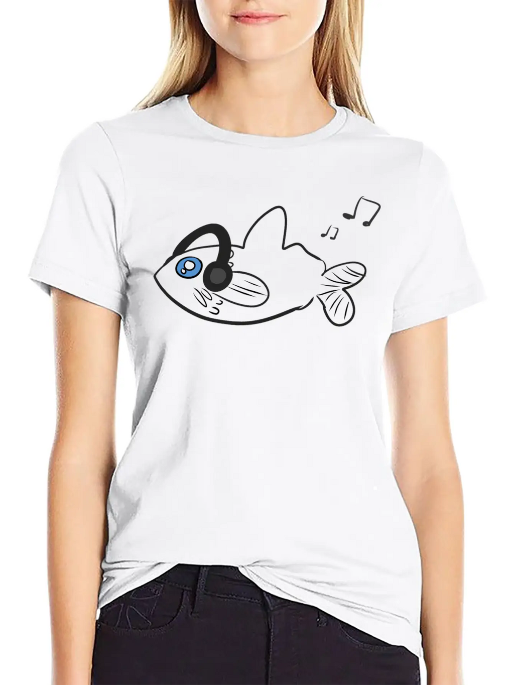 Fish Headphones Music Classic Fit Graphic Tee For Daily Comfort – Unisex Cotton Shirt