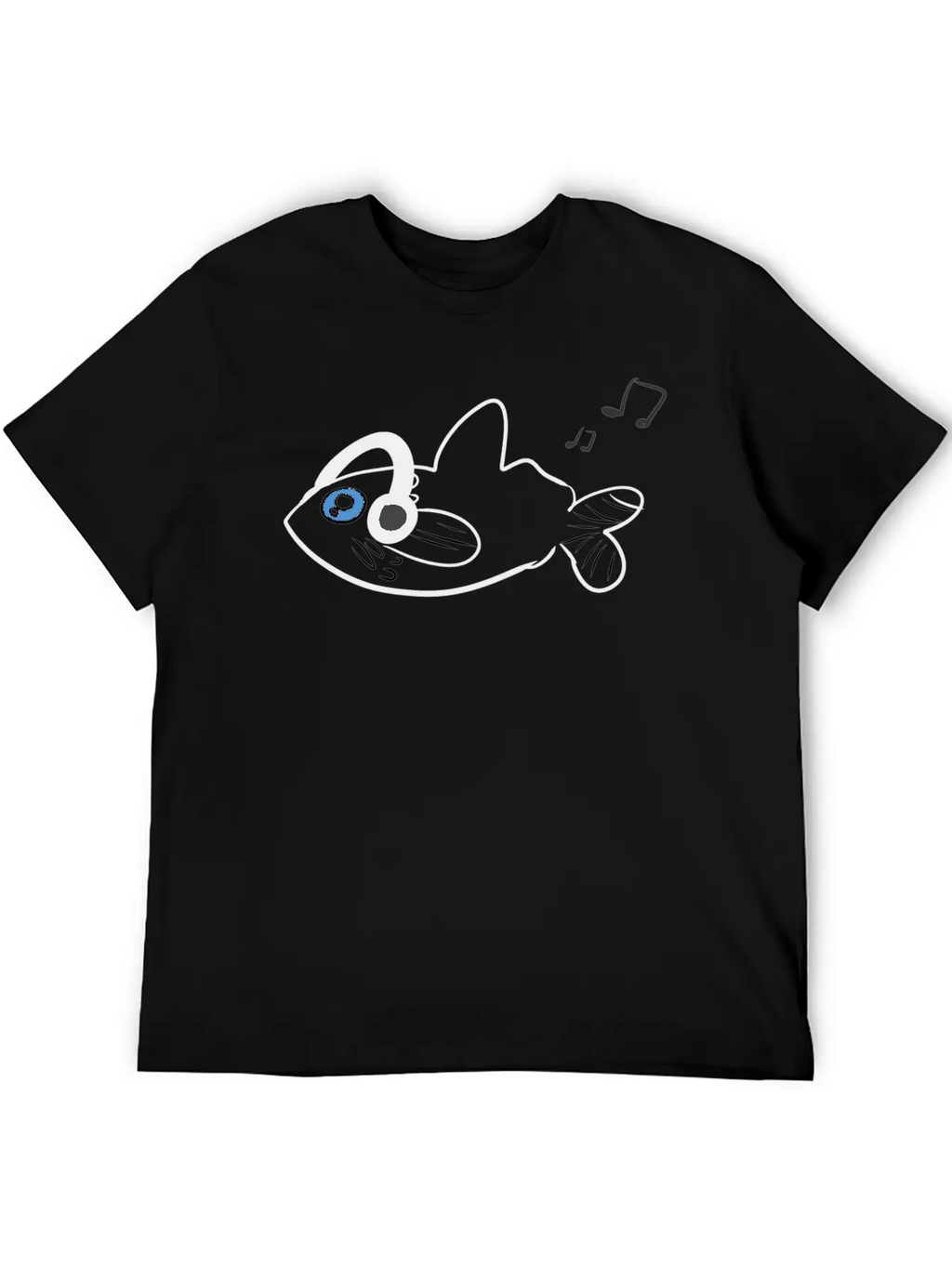 Fish Headphones Music Classic Fit Graphic Tee For Daily Comfort – Unisex Cotton Shirt