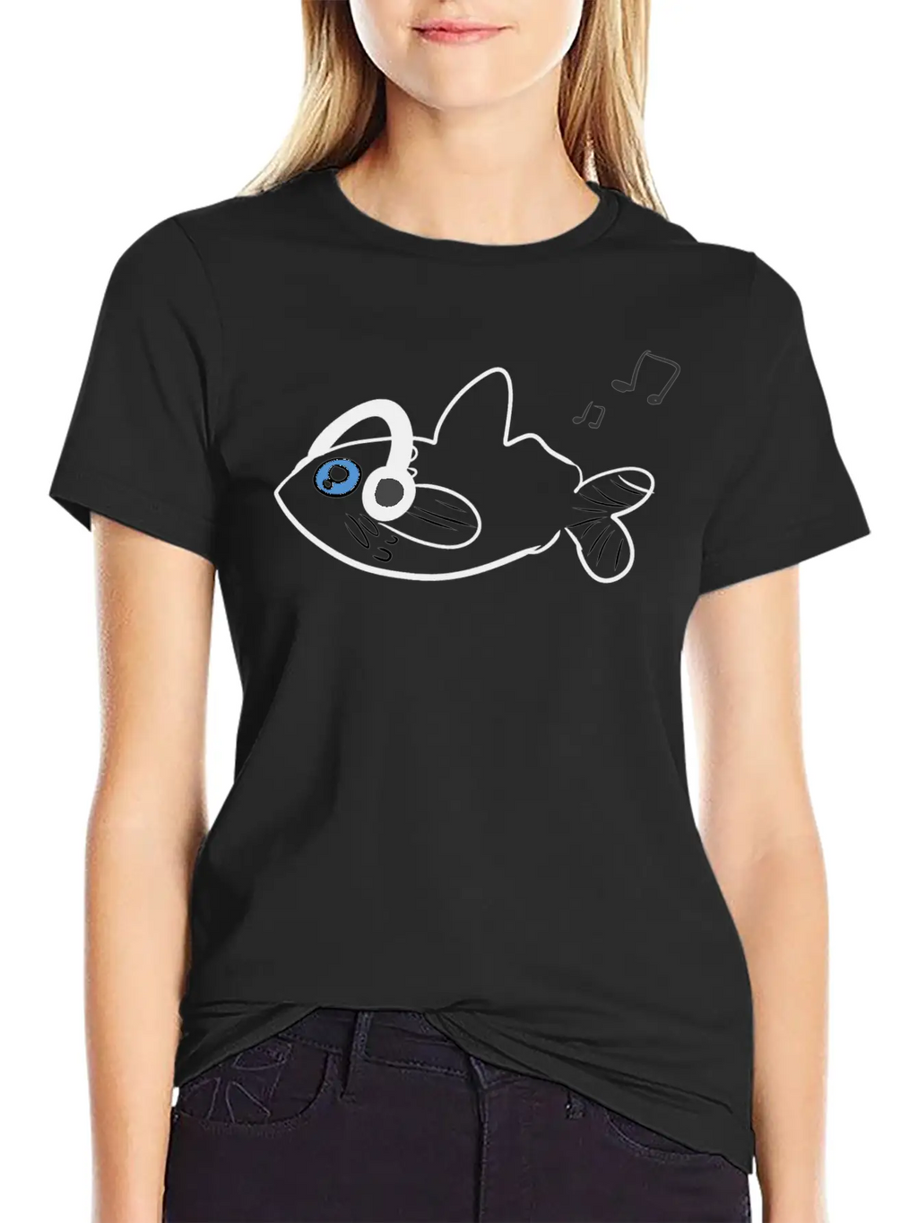 Fish Headphones Music Classic Fit Graphic Tee For Daily Comfort – Unisex Cotton Shirt