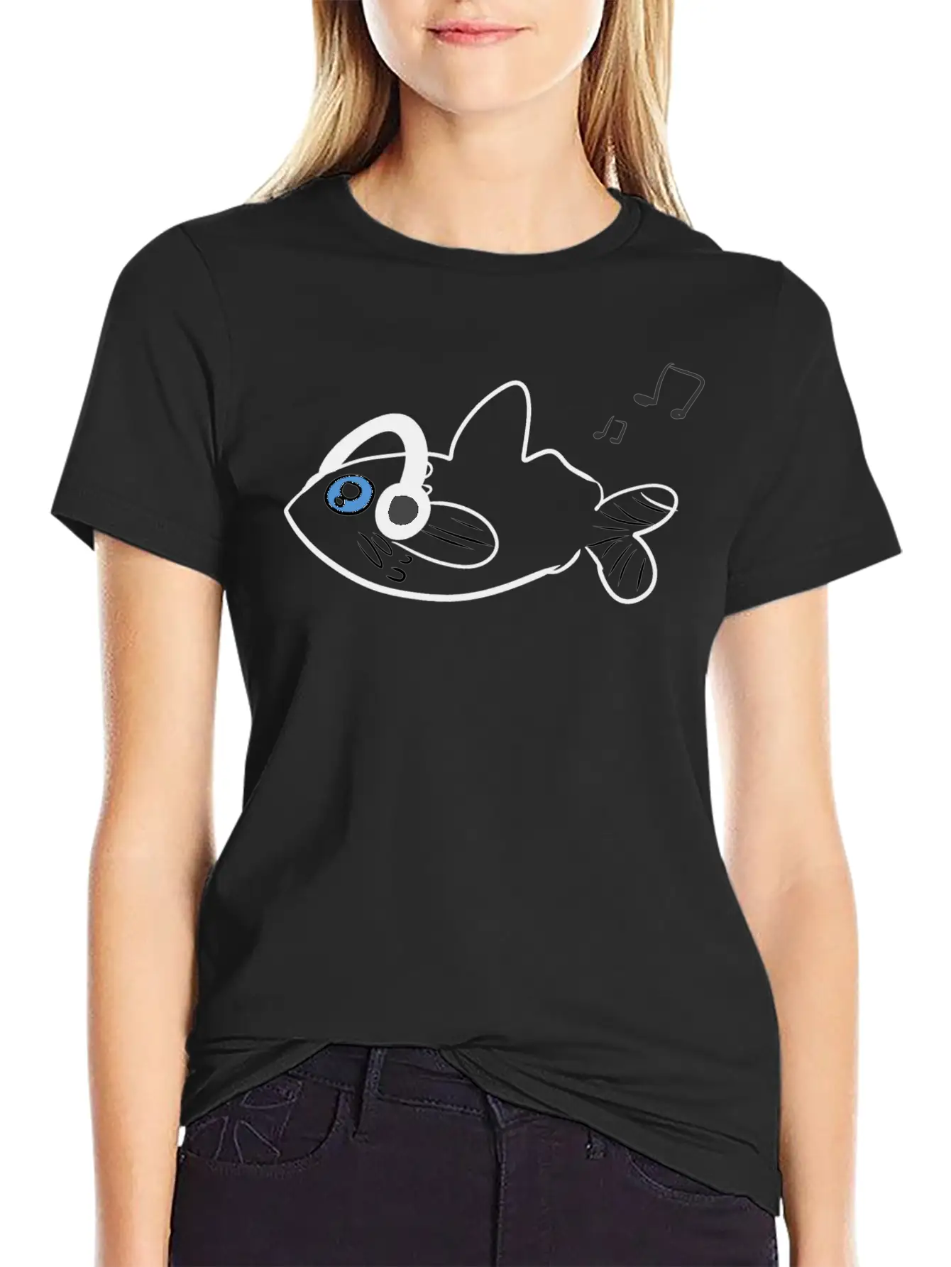 Fish Headphones Music Classic Fit Graphic Tee For Daily Comfort – Unisex Cotton Shirt