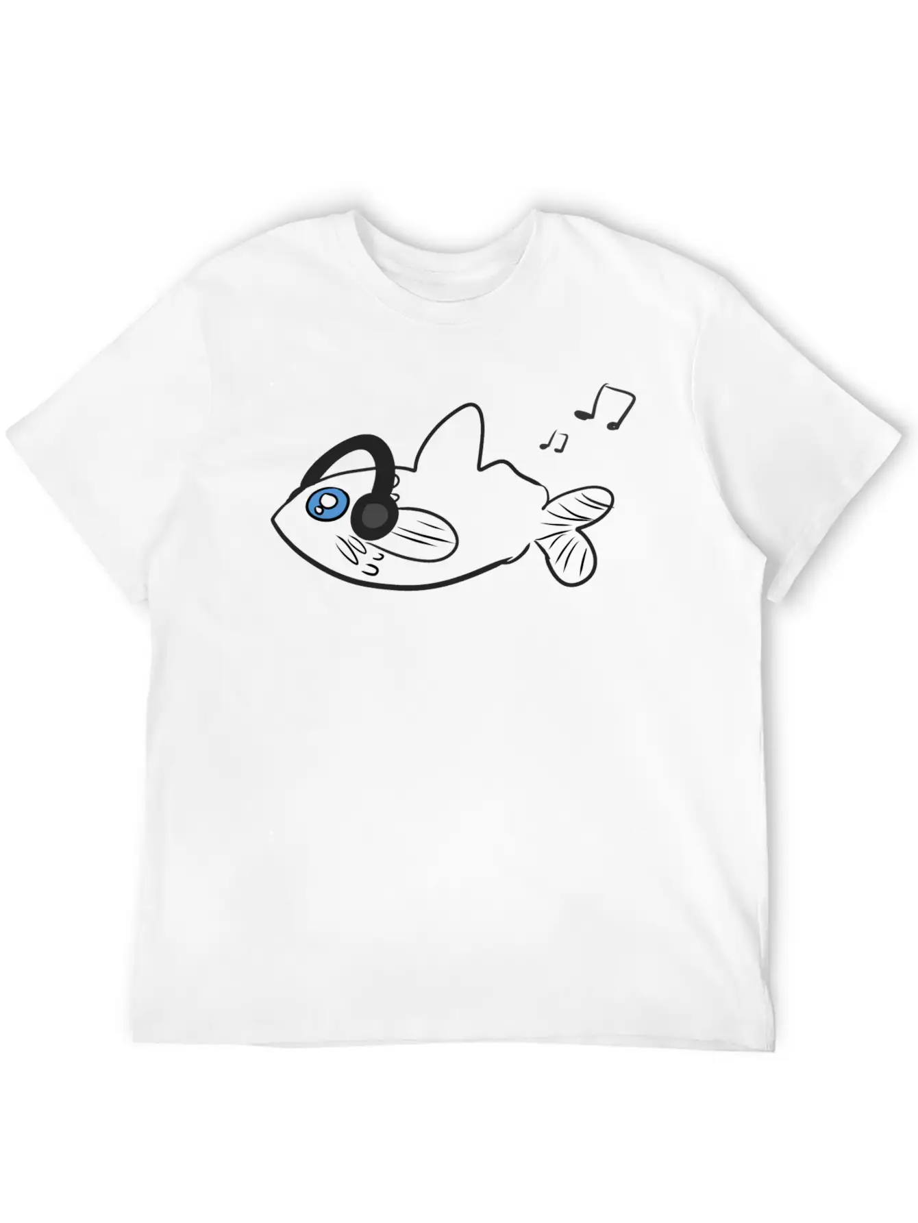 Fish Headphones Music Classic Fit Graphic Tee For Daily Comfort – Unisex Cotton Shirt