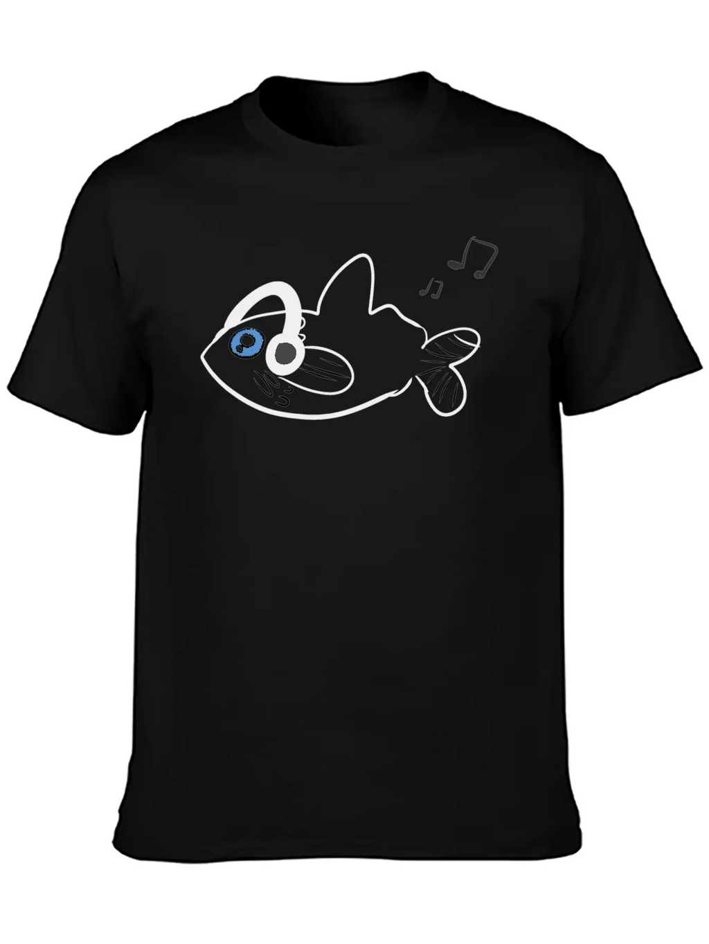 Fish Headphones Music Classic Fit Graphic Tee For Daily Comfort – Unisex Cotton Shirt