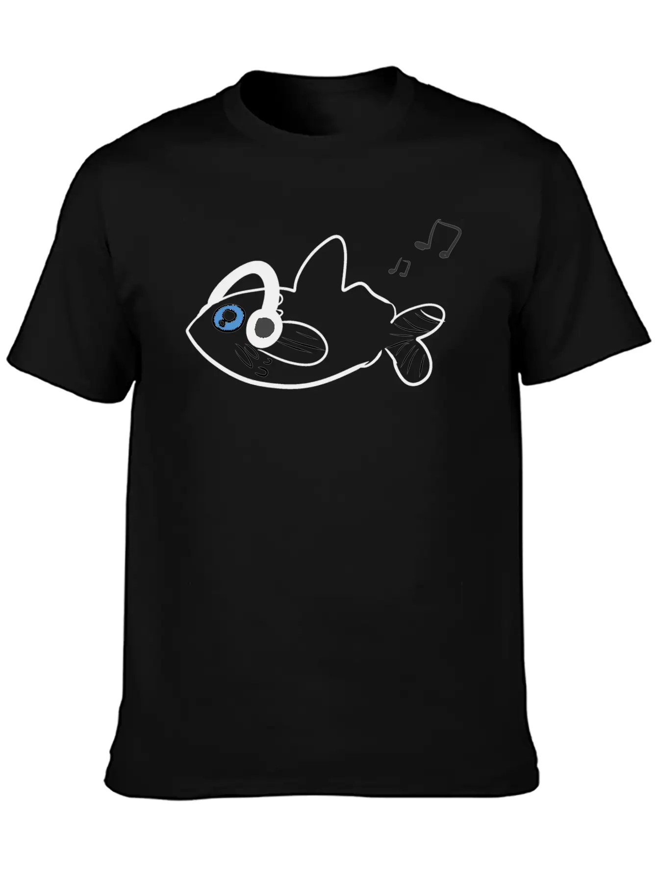 Fish Headphones Music Classic Fit Graphic Tee For Daily Comfort – Unisex Cotton Shirt