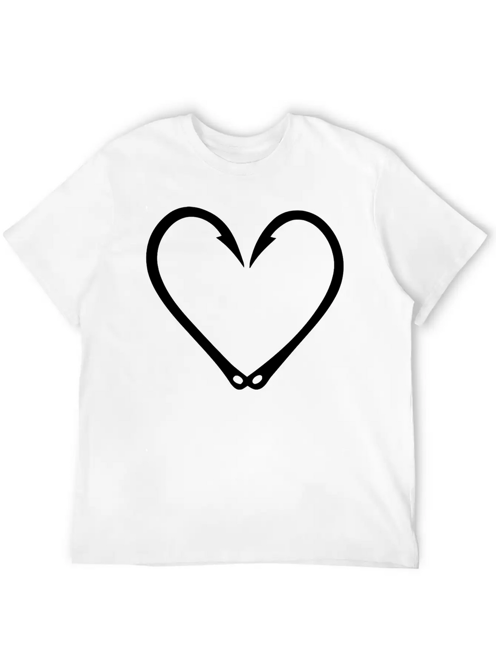 Fish Hooks Heart Unisex Short Sleeve Soft Cotton T-Shirt – Casual Everyday Wear