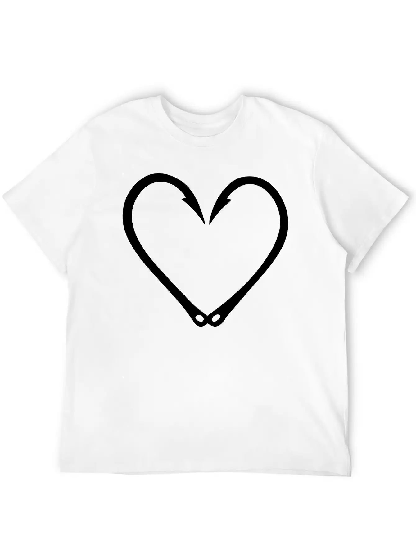 Fish Hooks Heart Unisex Short Sleeve Soft Cotton T-Shirt – Casual Everyday Wear