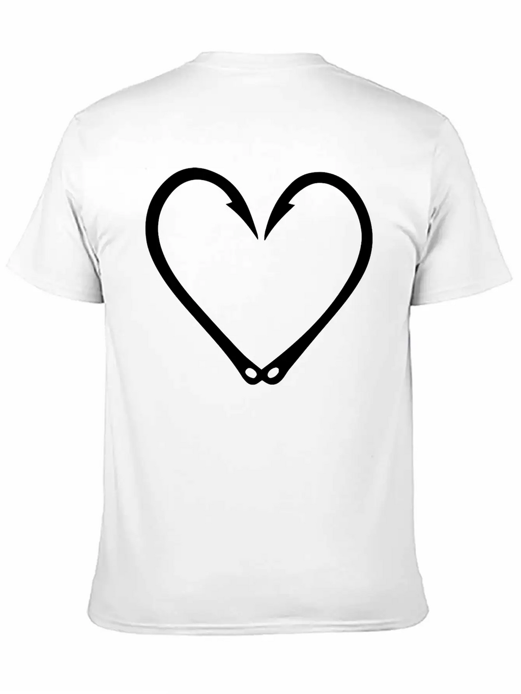 Fish Hooks Heart Unisex Short Sleeve Soft Cotton T-Shirt – Casual Everyday Wear