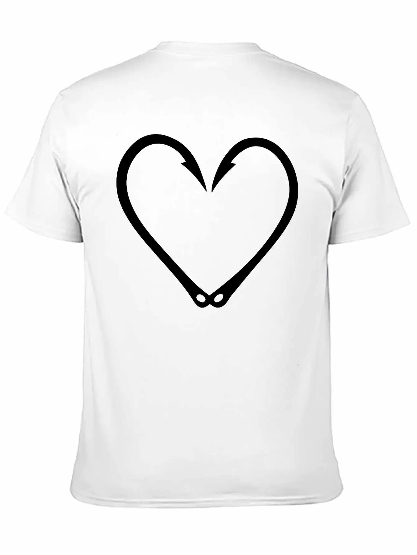 Fish Hooks Heart Unisex Short Sleeve Soft Cotton T-Shirt – Casual Everyday Wear